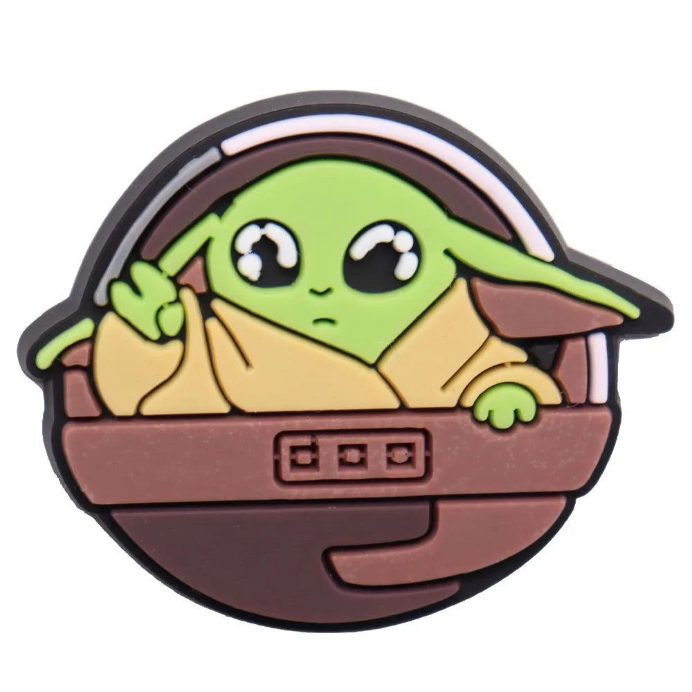 22Pcs Baby Yoda Shoe Charms - Cute Green Alien PVC Sandal Accessories for Boys & Girls - Perfect for Garden Parties, Cosplay & Gifts