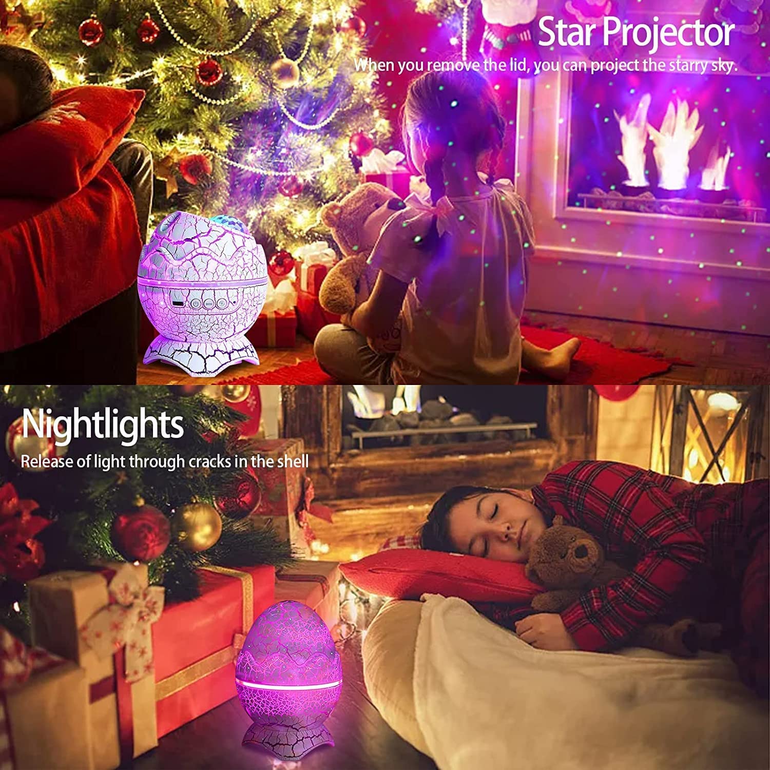 Dinosaur Egg Galaxy Star Projector Night Light with Wireless Music Player, White Noise, Nebula Effect, Timer & Remote Control - Perfect for Kids & Adults Bedroom, Nursery Decor, Relaxation & Sleep Aid