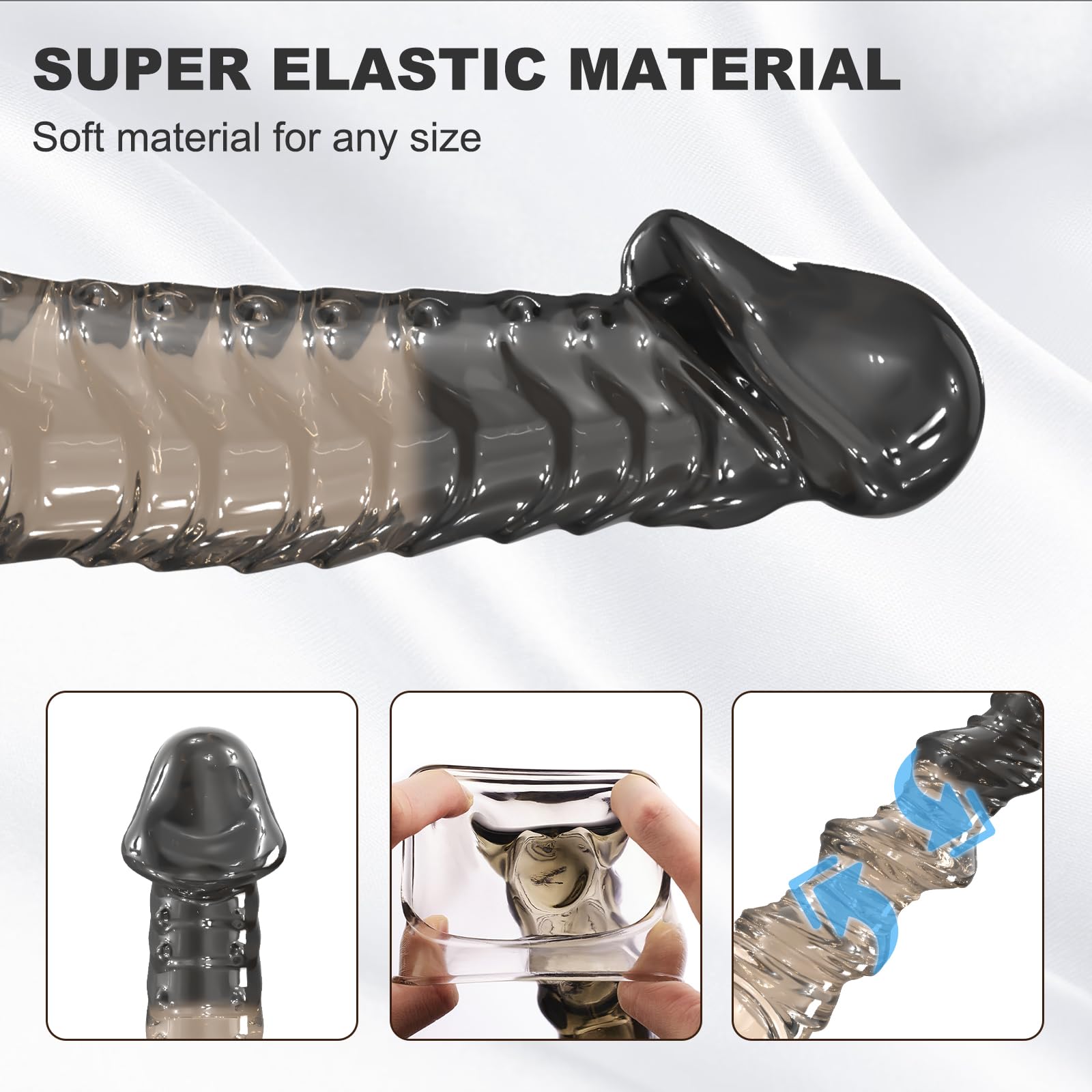 Realistic Soft Penis Sleeve Extender with Vibrator & Cock Ring - Reusable Male Enhancement Sex Toy for Couples, 2 & 3 Inch Sizes - Enhance Intimacy & Pleasure in Bedroom Play