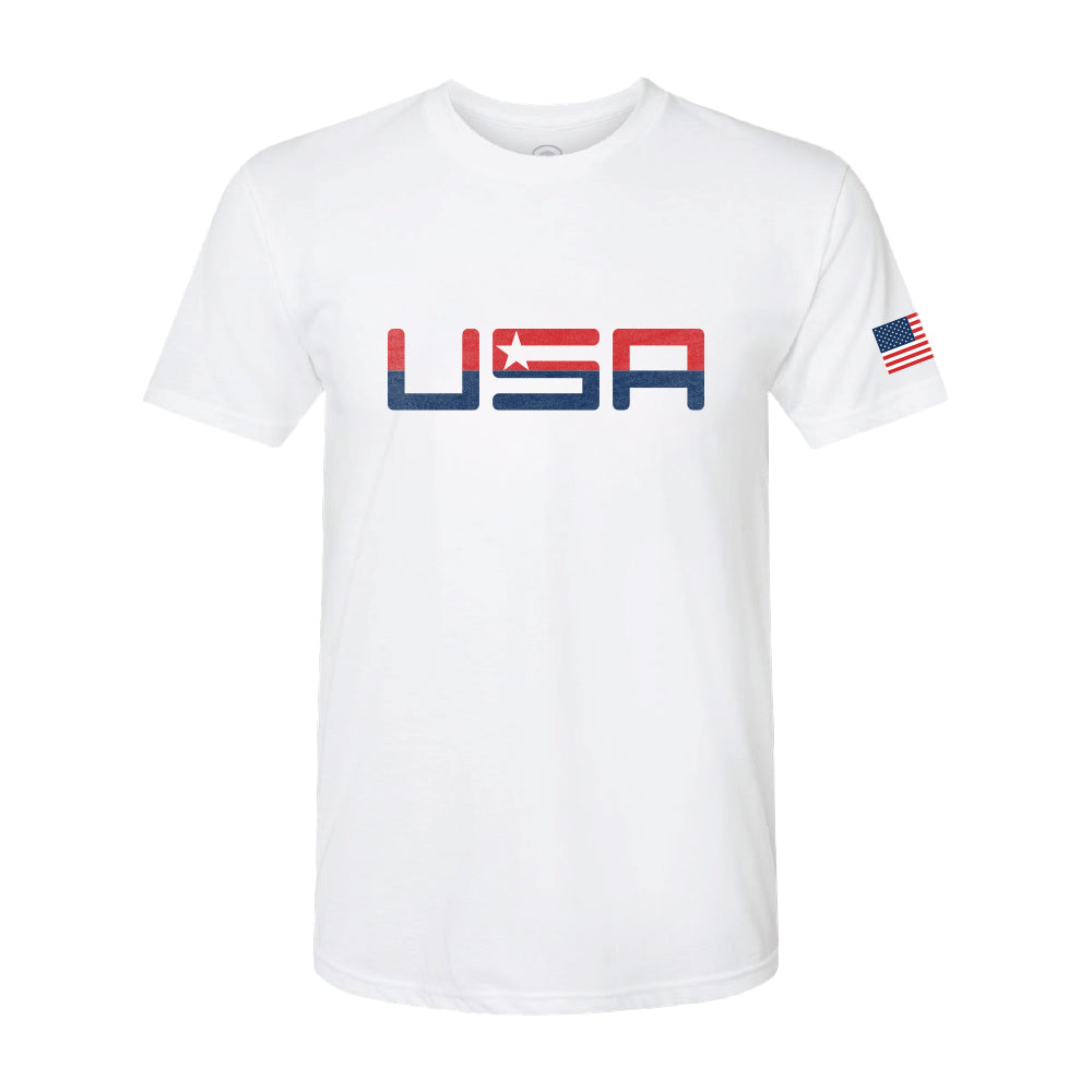 Team America Retro White Valuetainment Slim Fit Short Sleeve T-Shirt - Patriotic Casual Wear for Men, Street Style, Summer Outfits & Everyday Comfort