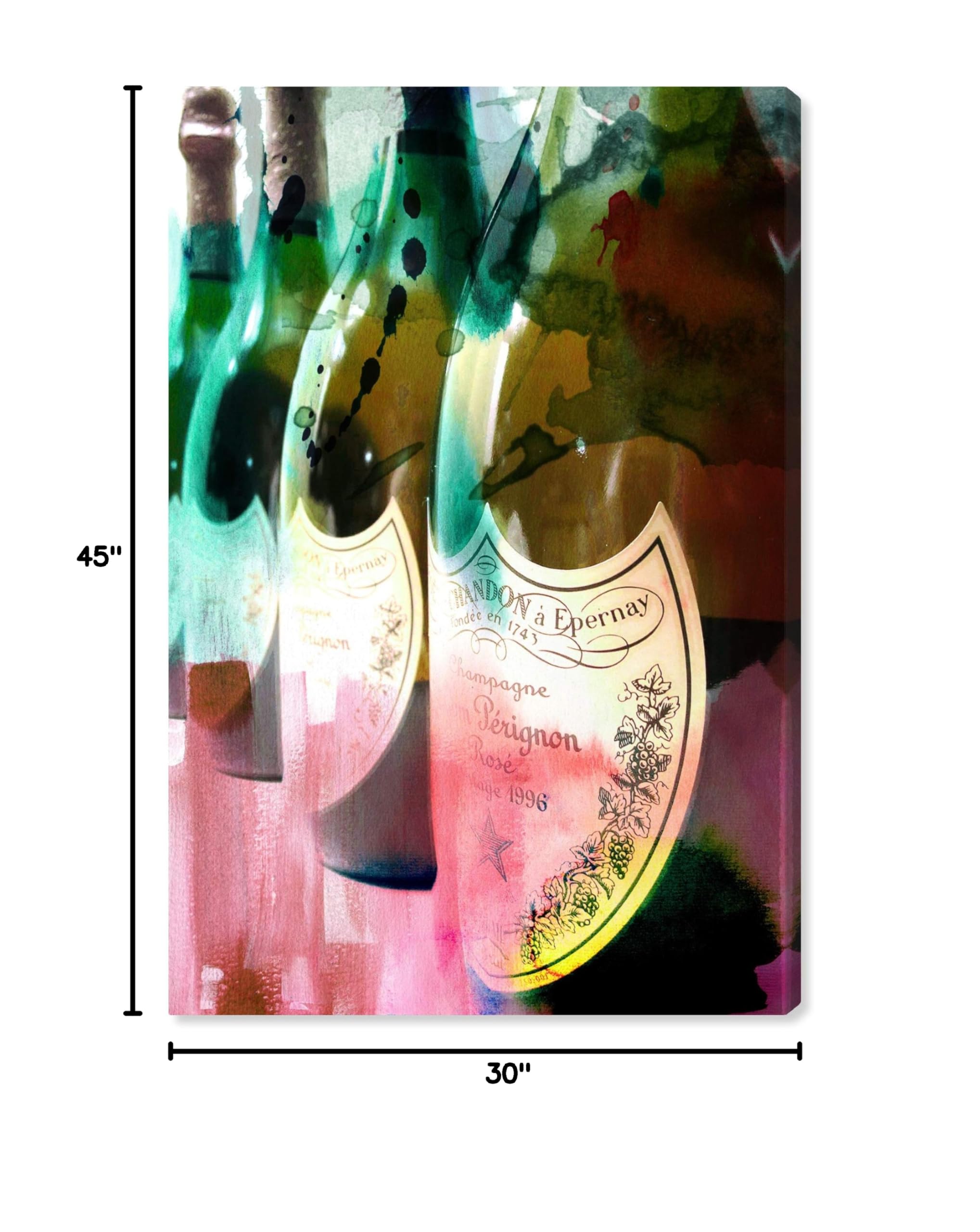Oliver Gal Artist Co. 'Champagne Feast' Wall Art Canvas Print - 30x45 Inches Pink & Green Abstract Alcohol Painting - Modern Home Bar Decor, Dining Room Artwork, Wine Cellar Decoration