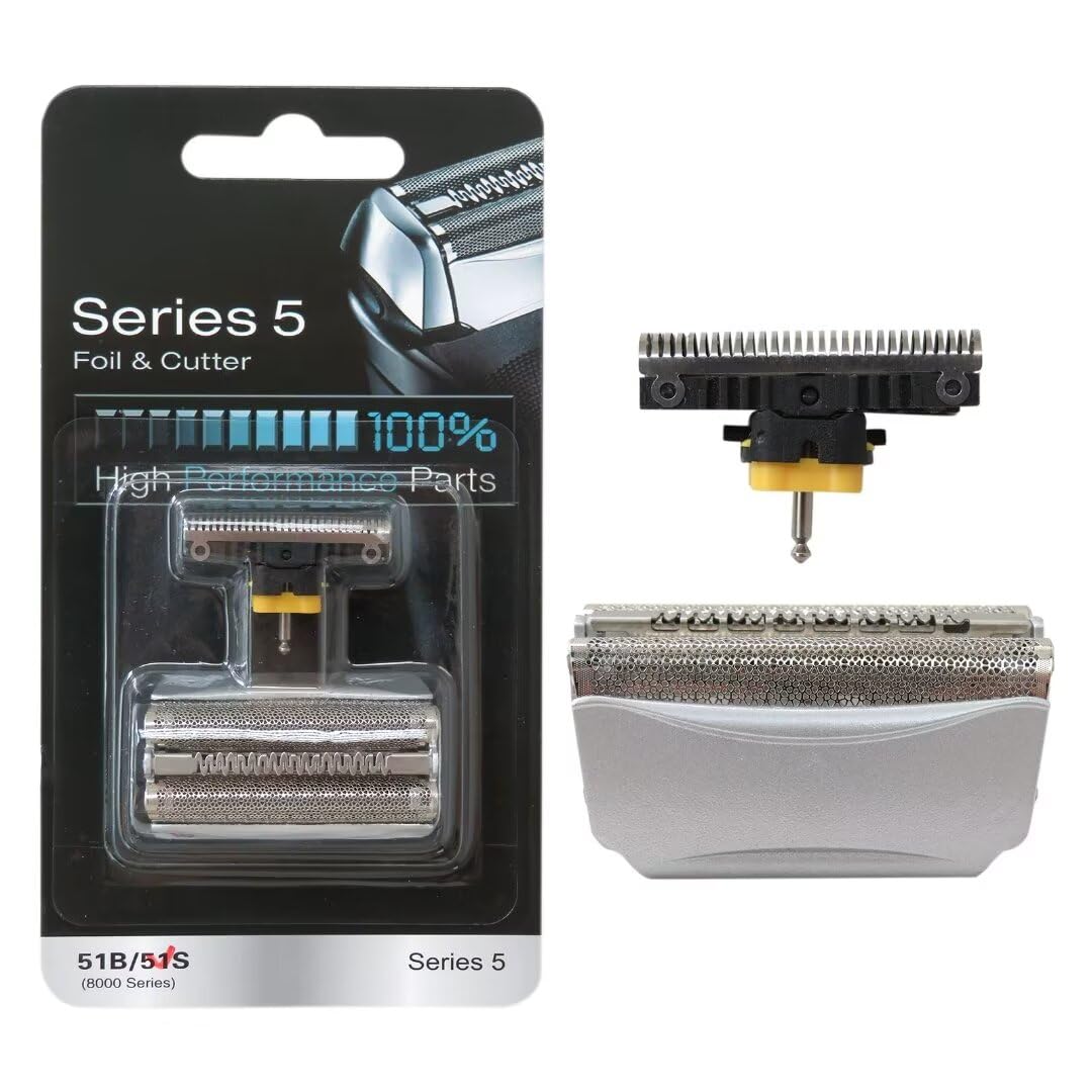 Braun Series 5 8000 Replacement Foil & Cutter Head - Compatible with WaterFlex 360° Shaver Models 51S Silver Activator - Perfect for Travel & Daily Shaving Needs