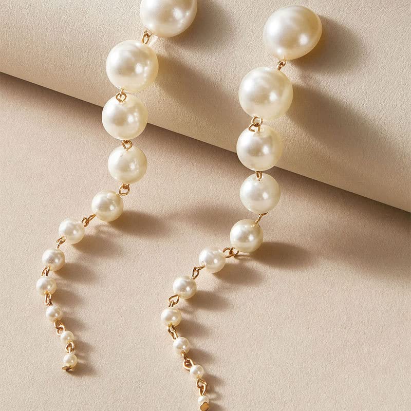 14K Gold Plated White Pearl Drop Dangle Earrings for Women - Hypoallergenic Elegant Wedding Bridal Jewelry - Perfect for Bridal Party, Anniversary Gifts & Special Occasions