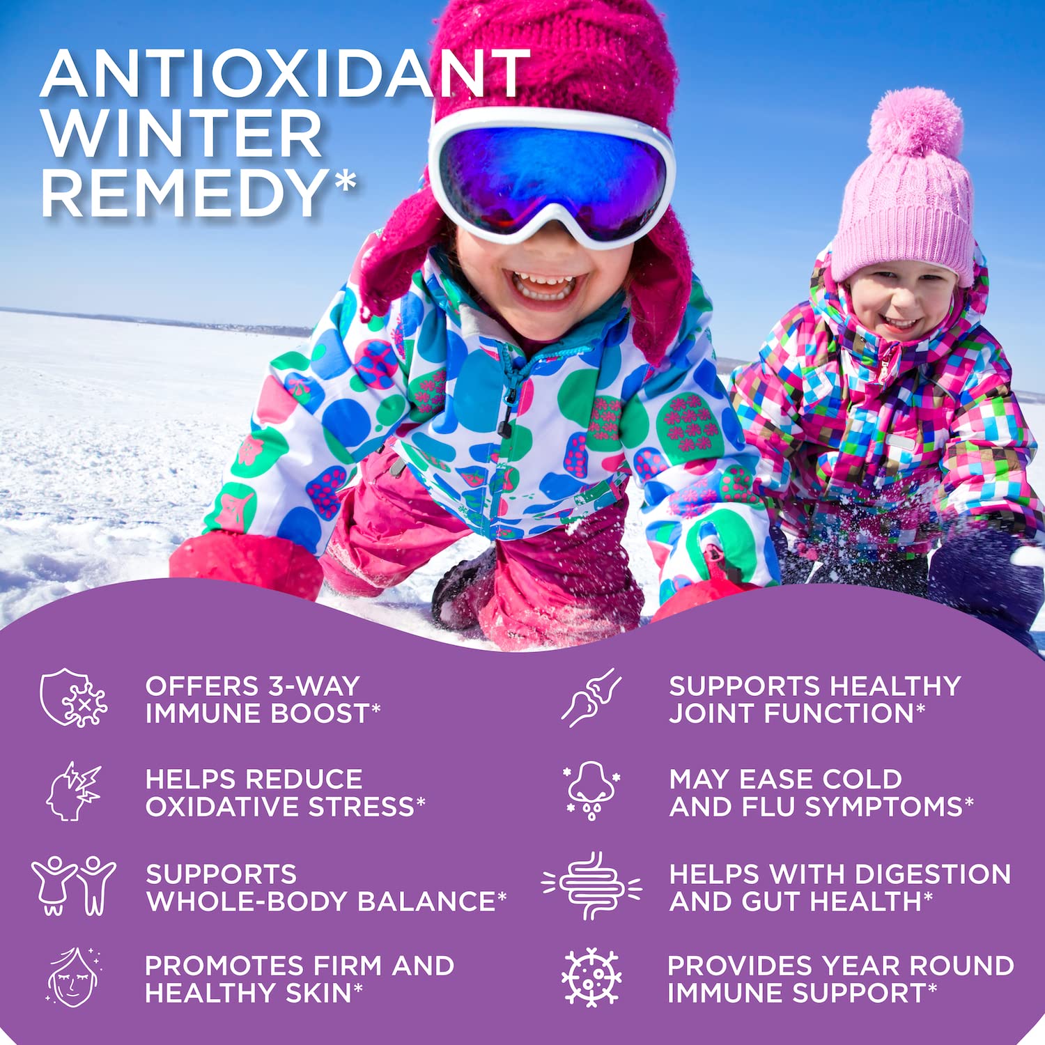 Kids Immune Support Vitamins - Elderberry Gummies with Zinc & Vitamin C for Children | Vegan, Gluten Free, Non-GMO Supplement for Bone, Brain, Lung & Skin Health | Perfect for Daily Wellness & Cold Season Protection