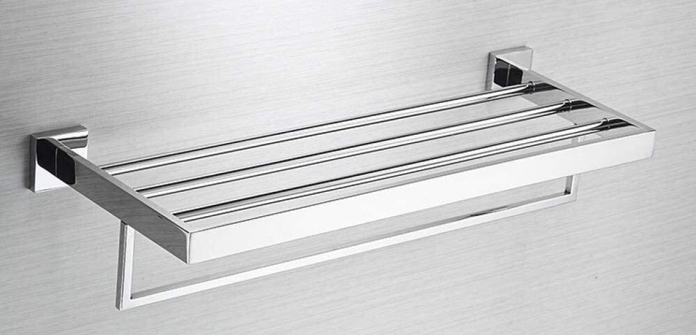 Premium 304 Stainless Steel Towel Rack - 60cm Bathroom Towel Bar with Polished Silver Finish | Durable & Rustproof Hanging Shelf for Bathroom, Kitchen, or Laundry Room Organization