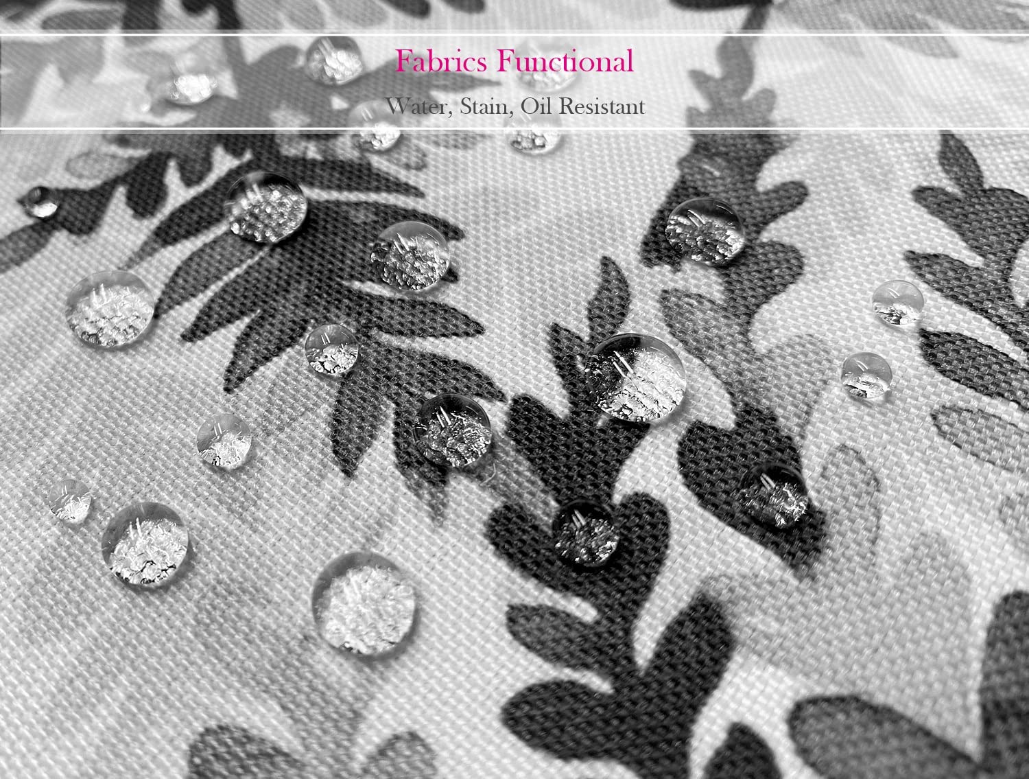 Fabritones Outdoor Seat Cushions - Set of 4 Black Floral Patio Chair Cushions with Ties (16x17 Inch) - Waterproof Square Chair Pads for Garden, Deck, Poolside & Outdoor Furniture