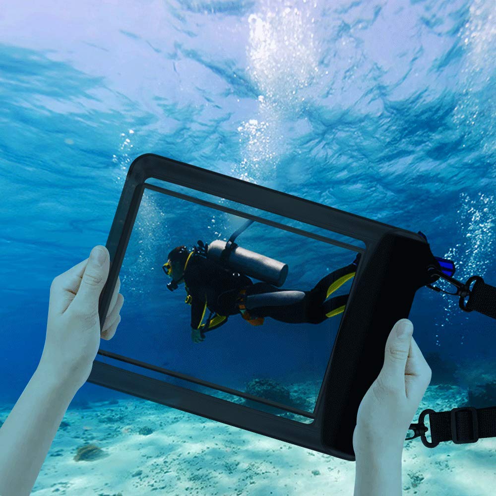 **Universal Waterproof Tablet Case - Dry Bag for iPad 10.2/9.7, iPad Pro 11/10.5, iPad Air, Samsung Galaxy Tab, Surface Go & More - Perfect for Swimming, Boating & Outdoor Adventures (Black)**