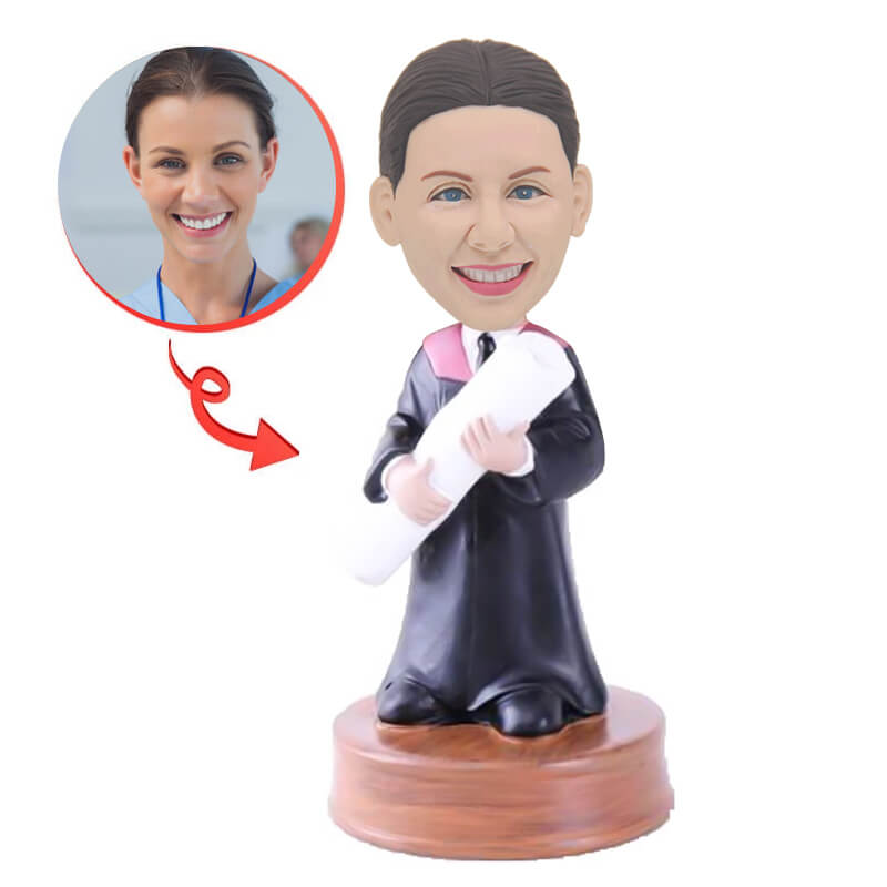 Custom Graduation Bobblehead - Personalized Bachelor Gown Figurine for Graduates - Perfect Graduation Gift for Her, College Graduation Party Decor, Graduation Keepsake