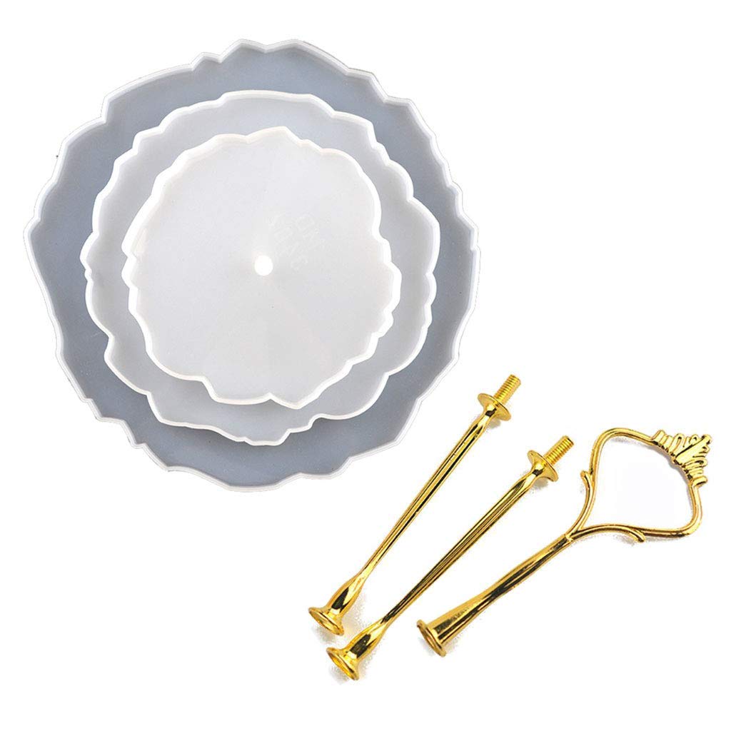 3-Tier Cake Stand Resin Mold for DIY Fruit Plates, Irregular Fruit Disc & Big Plate - Art Crafts & Resin Casting Supplies (Color A) - Perfect for Wedding, Party Dessert Displays & Home Decor