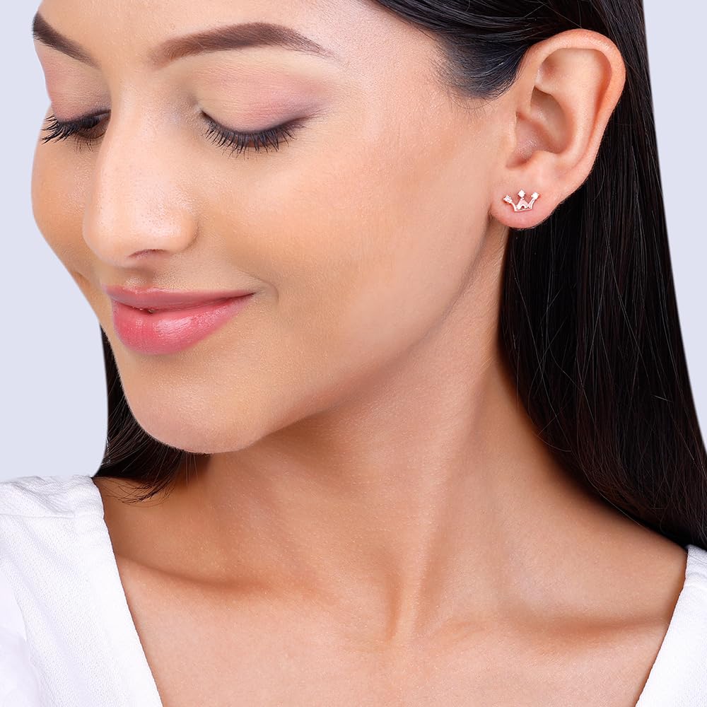 GIVA 925 Sterling Silver Rose Gold Plated Tiara Stud Earrings for Women | Authentic 925 Stamp & Certificate | 6-Month Warranty | Perfect Gift for Girlfriend, Wife, Daughter | Elegant for Weddings, Parties & Daily Wear