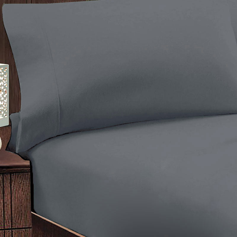 100% Cotton Flannelette Fitted Sheet & Pillowcase Set - King Size Charcoal Gray | Soft & Breathable Bedding for Cozy Winter Nights | Perfect for Master Bedroom, Guest Room & Vacation Homes