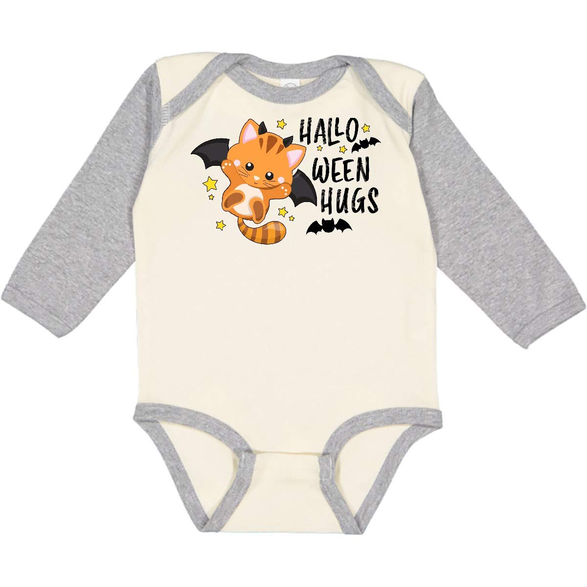 Inktastic Halloween Hugs Cute Vampire Cat Bat Long Sleeve Creeper Shirt - Perfect for Halloween Parties, Trick or Treating & Spooky Season Outfits