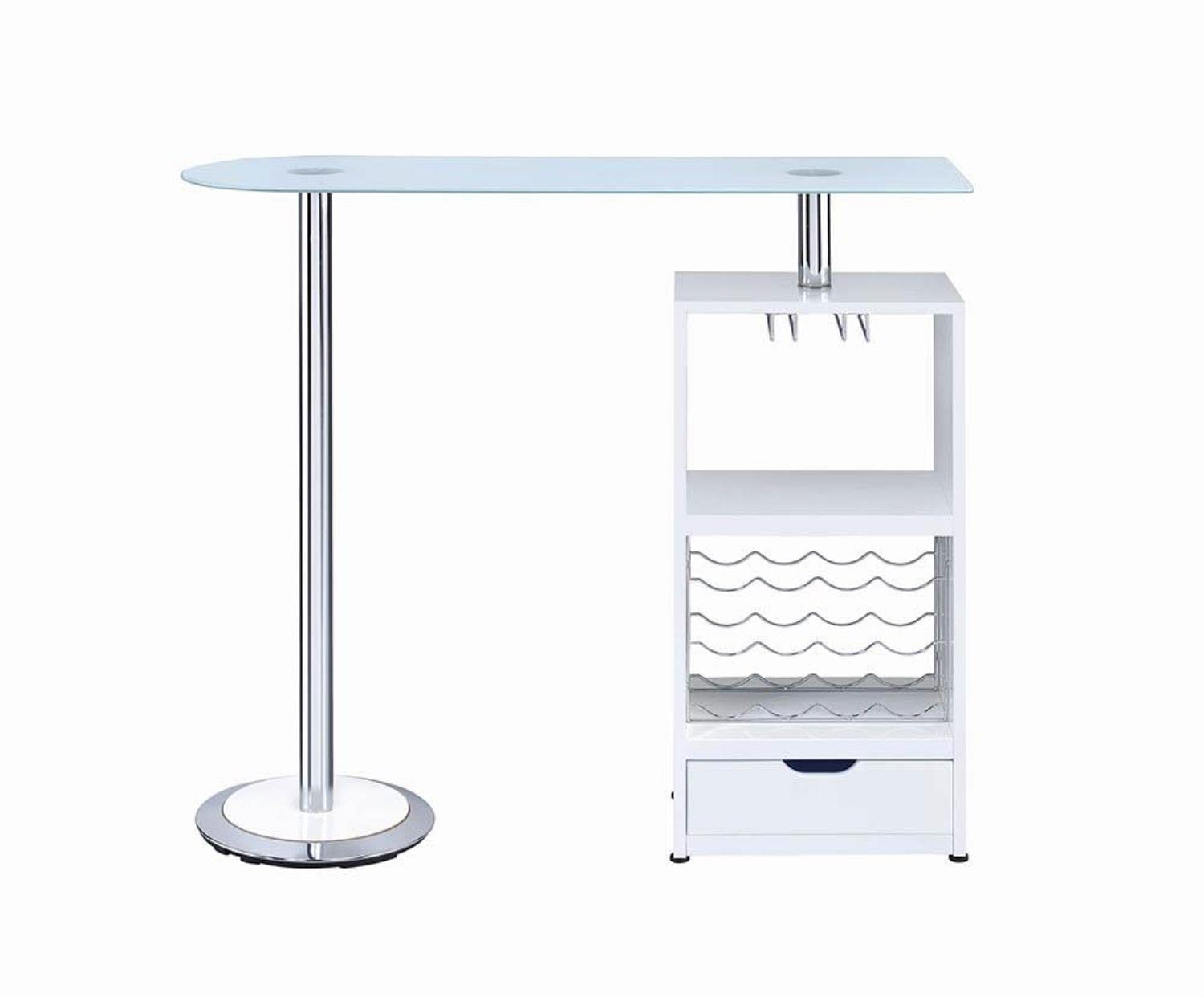 White Coaster Furniture Bar Table with Wine Storage - Perfect for Home Bars, Dining Rooms & Entertaining Spaces