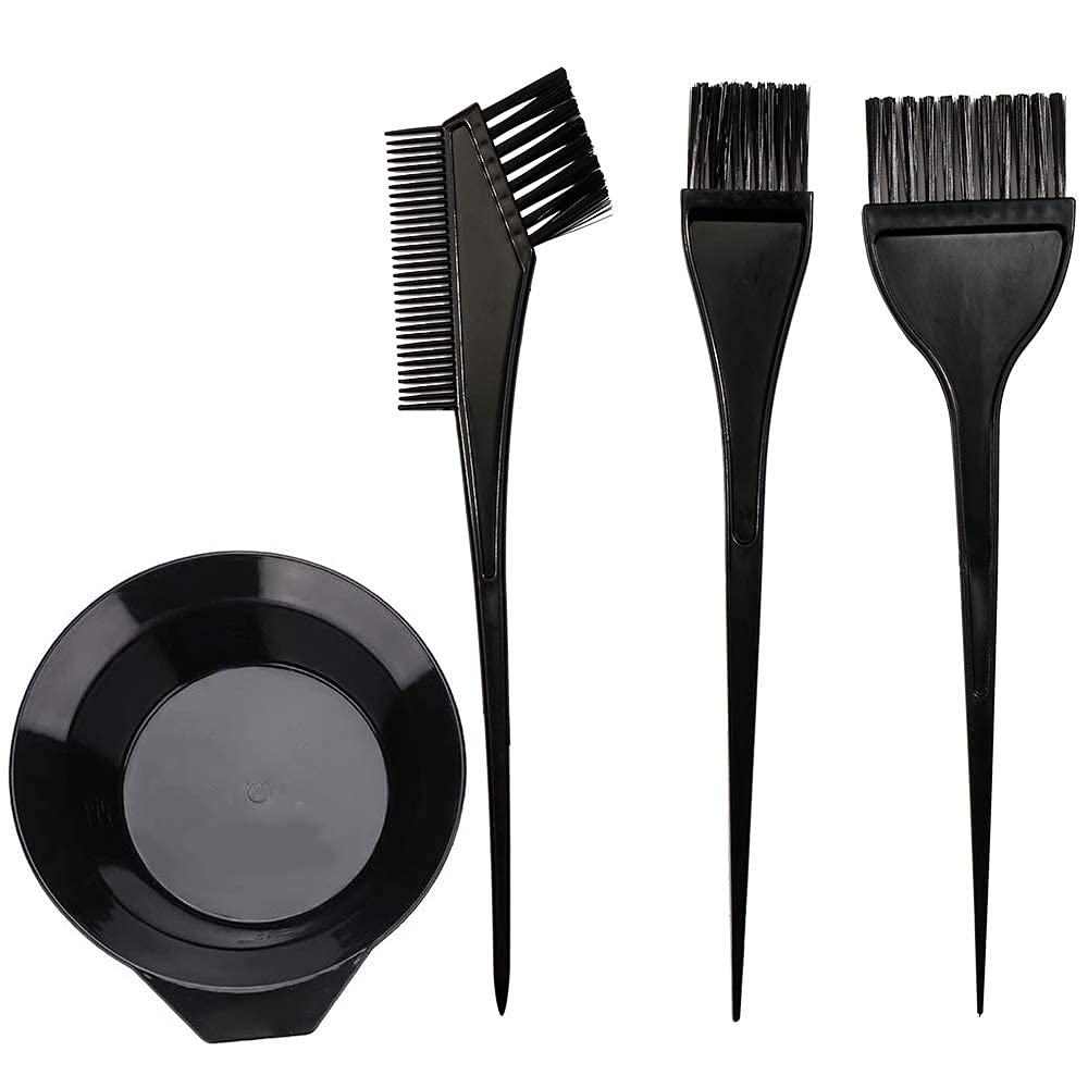 4Pcs Hair Dye Brush and Bowl Set - Professional Hair Coloring Kit with Mixing Bowls & Applicator Brushes for Salon & Home Hair Tinting