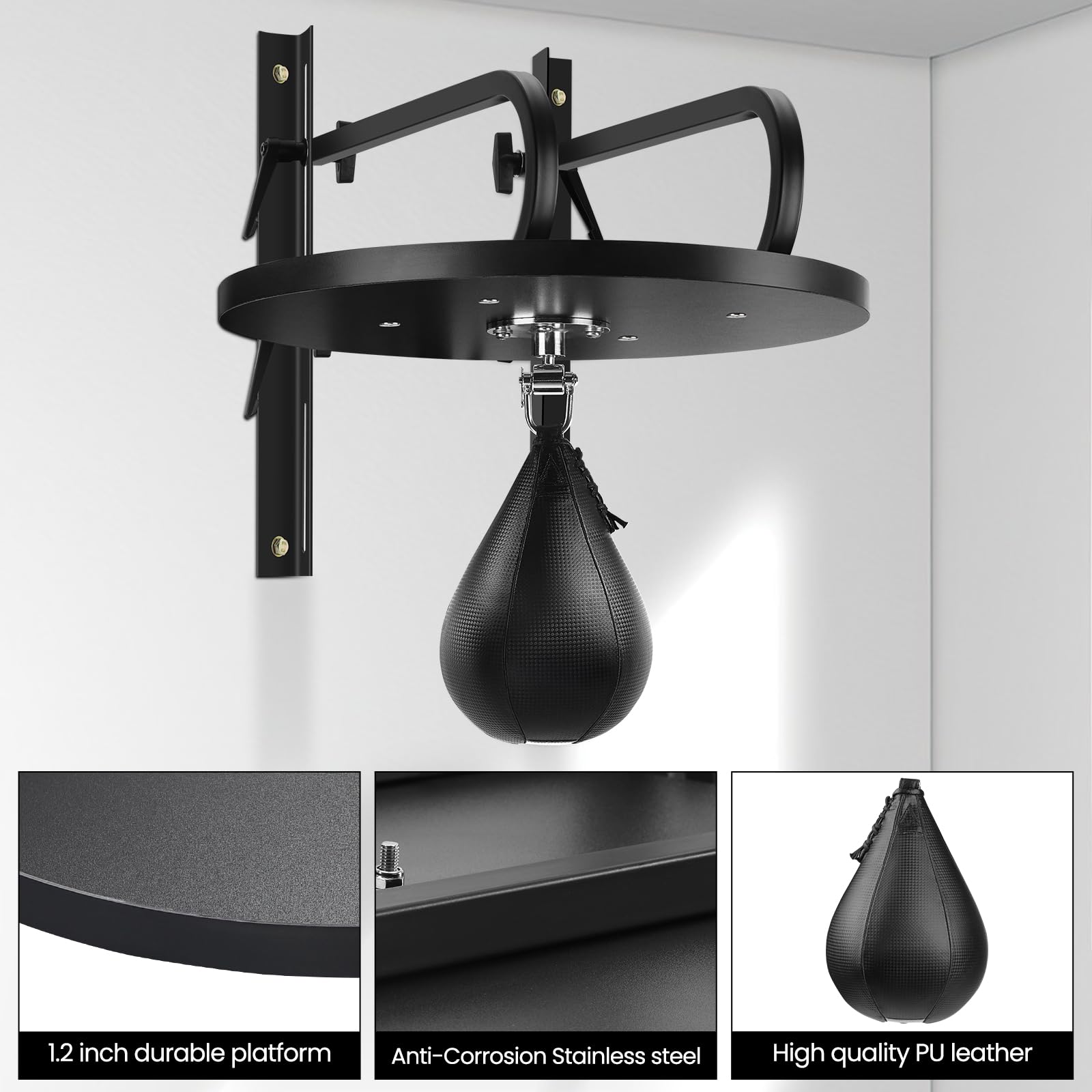 Speed Bag Platform Kit with Punching Bag & Swivel - Professional Boxing Training Equipment for Home Gym & Fitness Workouts - Perfect for Boxing, MMA, Cardio & Strength Training