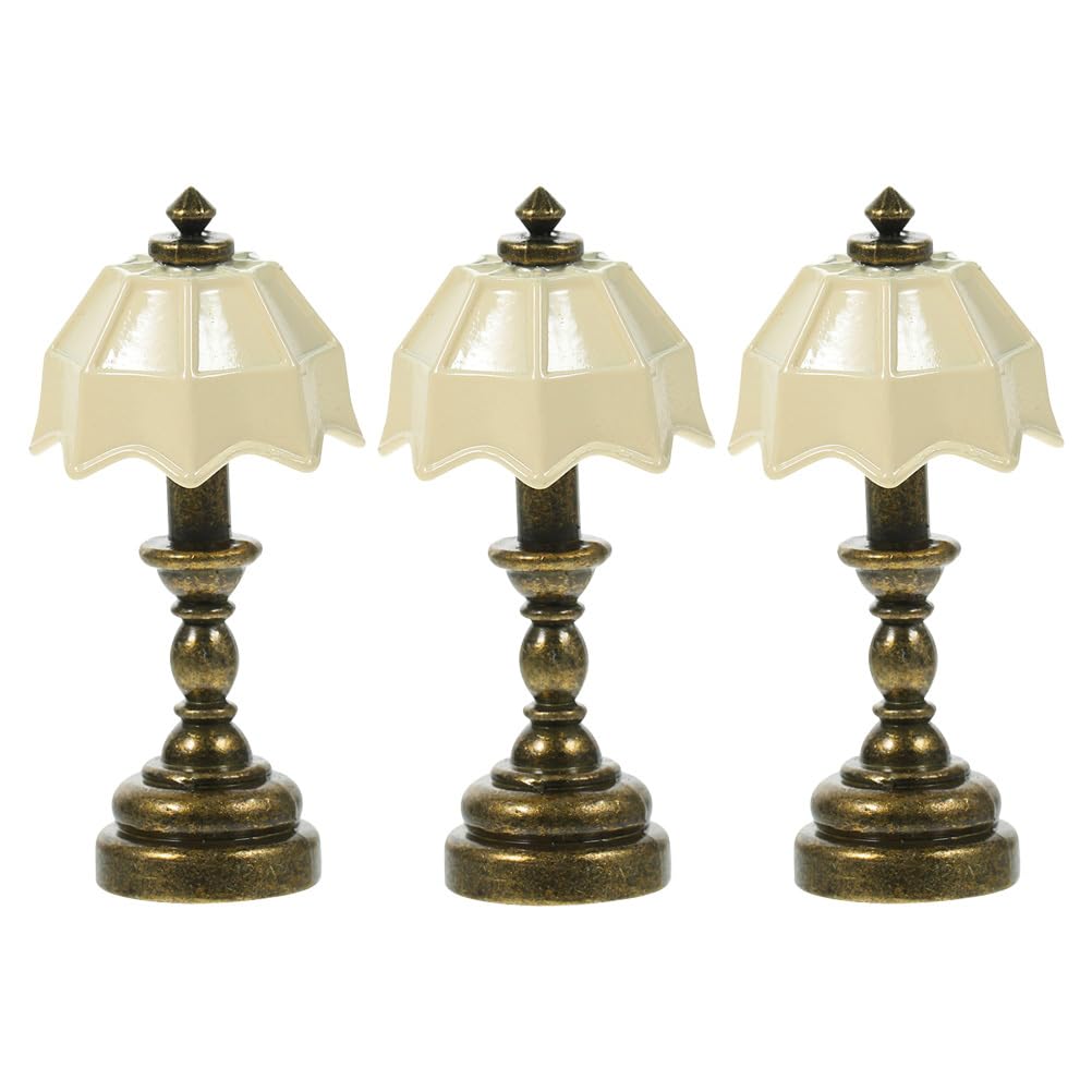 Miniature Dollhouse LED Table Lamp - Tiny Desk & Bedside Lighting for Dollhouse Bedroom Decor - Perfect for DIY Miniature House, Fairy Garden & Model Display Scenes