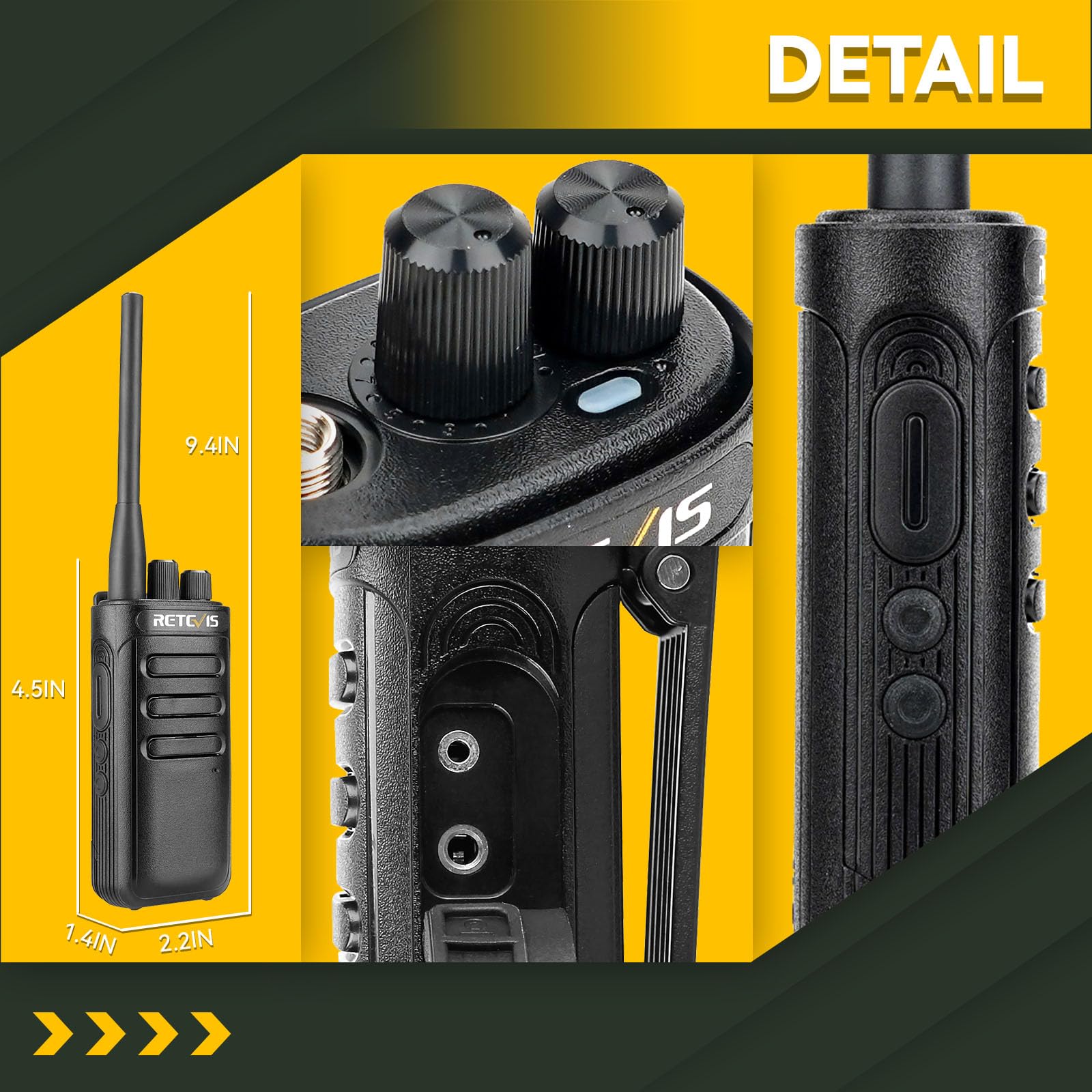 Retevis RB85 Long Range Two-Way Radios with Noise Cancellation - 16 Channels, 2000mAh Rechargeable Battery, High Power Walkie Talkies for Adults (6 Pack) - Ideal for Commercial Use, School Security, Construction Sites, and Outdoor Adventures