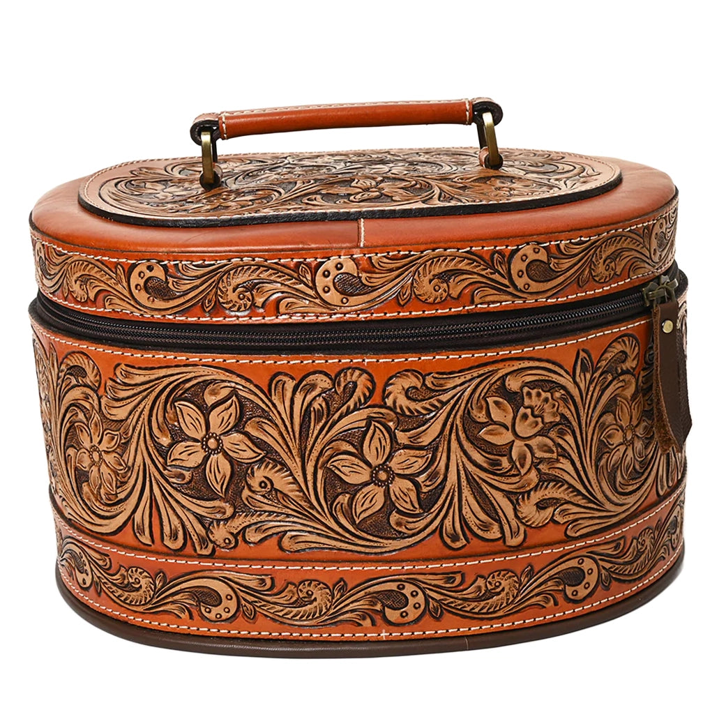 American Darling Two-Tone Tooled Oval Jewelry Box - Elegant Storage for Necklaces, Rings & Earrings | Perfect for Travel, Home Organization & Gift Giving