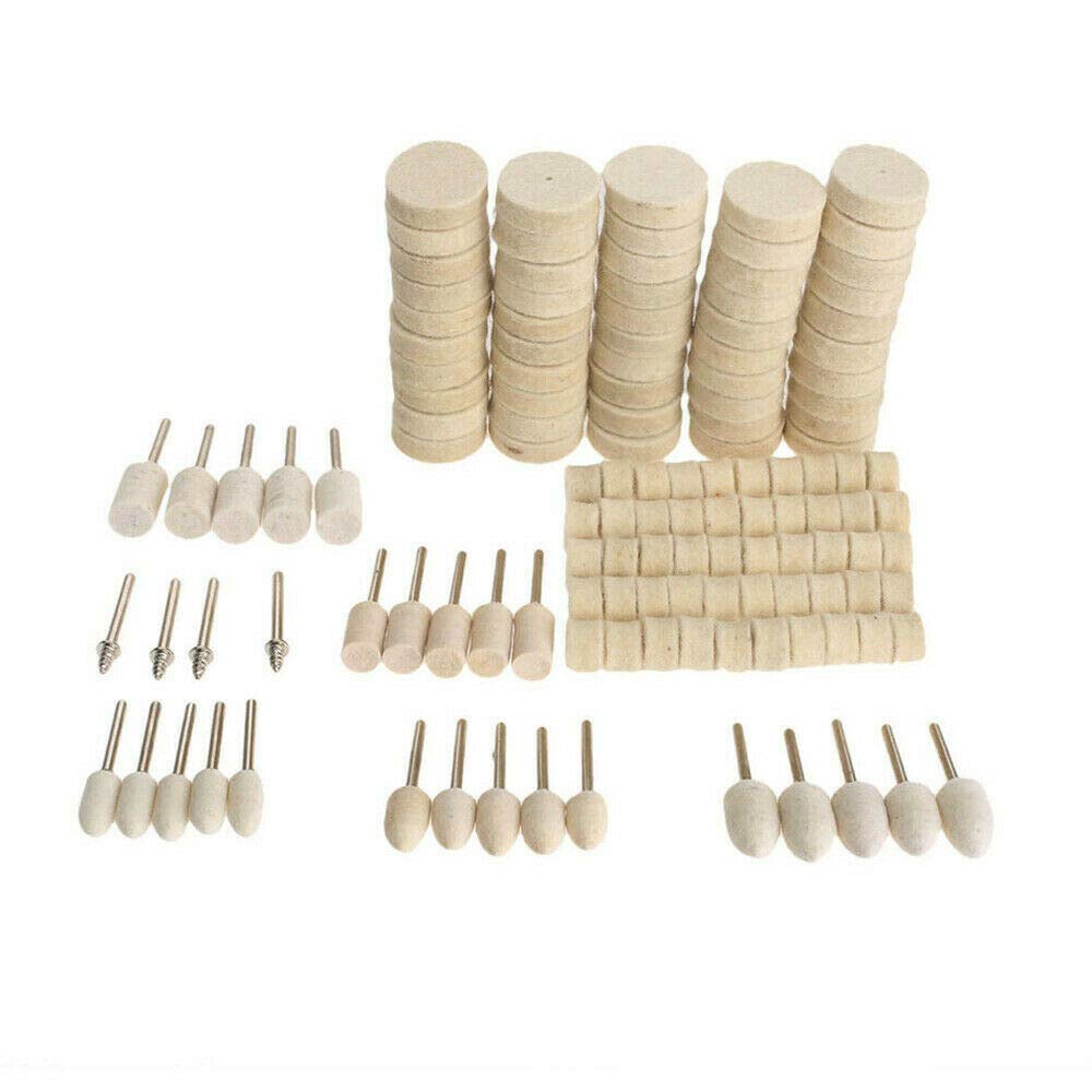 129-Piece Felt Polishing Buffing Pads & Wool Wheel Kit for Rotary Tools - Plastic Backing Pads - Ideal for Car Detailing, Jewelry Polishing & DIY Crafts