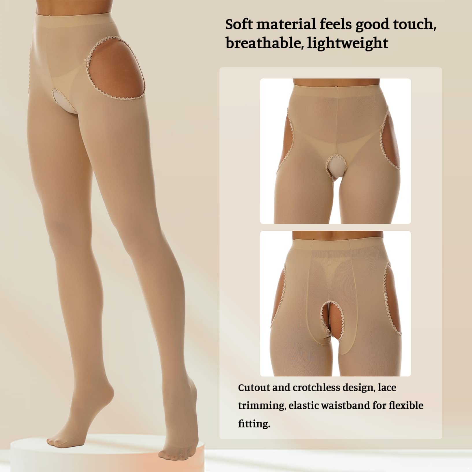 Sexy Lace Trim Thigh High Stockings for Women - Cutout Suspender Pantyhose with Garter Belt for Date Night & Special Occasions
