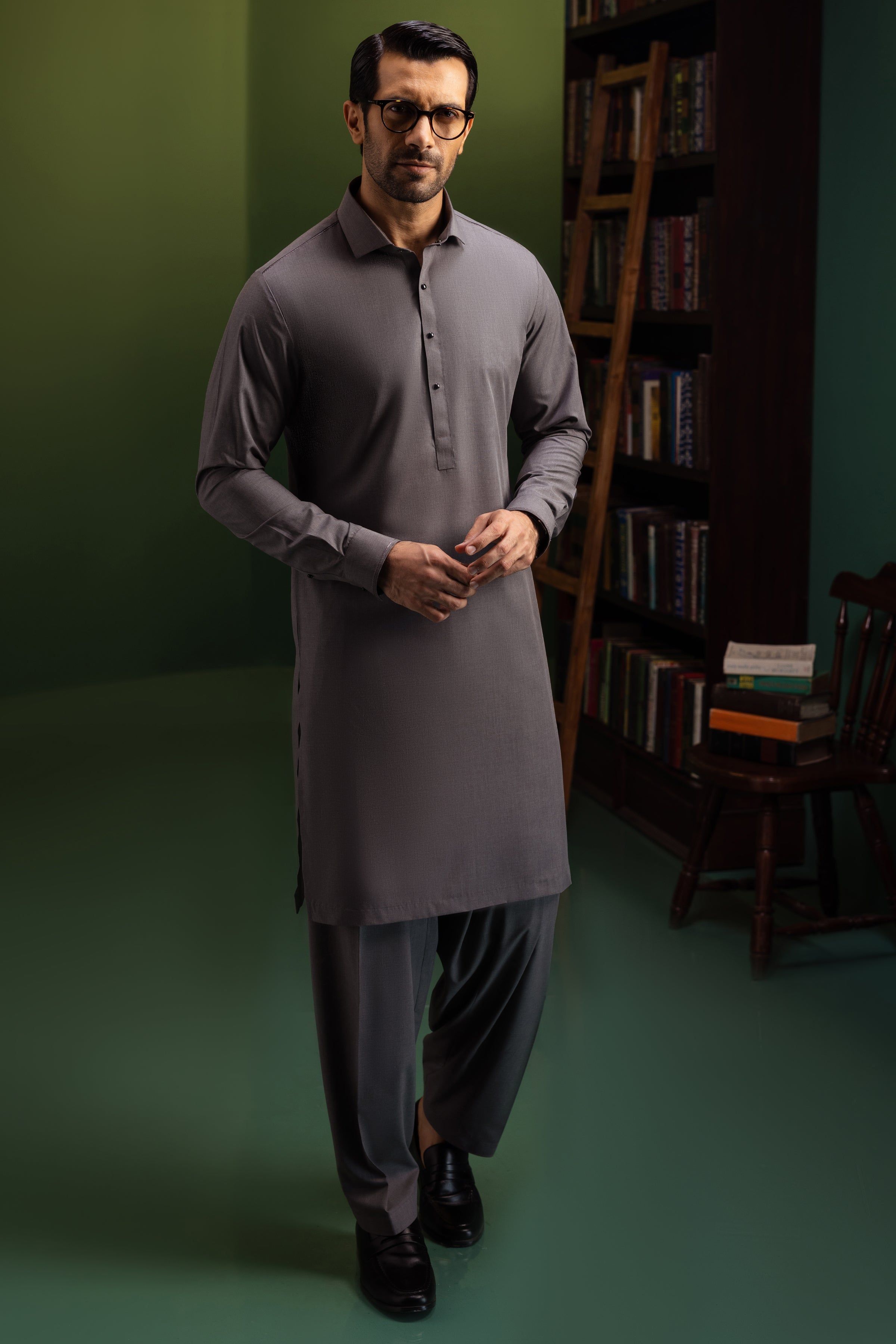 Premium Blended Charcoal Shalwar Kameez for Men & Women - Traditional Pakistani Suit for Weddings, Festivals & Cultural Events