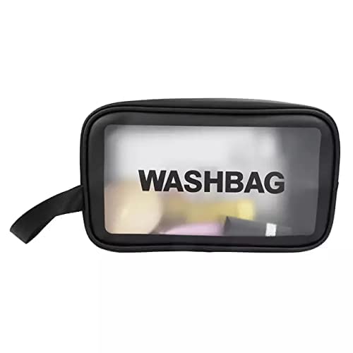 MWSLY Clear Waterproof Travel Toiletry Bag - Large PU Zippered Cosmetic Organizer for Women & Kids - Perfect for Airplane Carry-On, Gym, Beach & Vacation (Multi Color, Small)