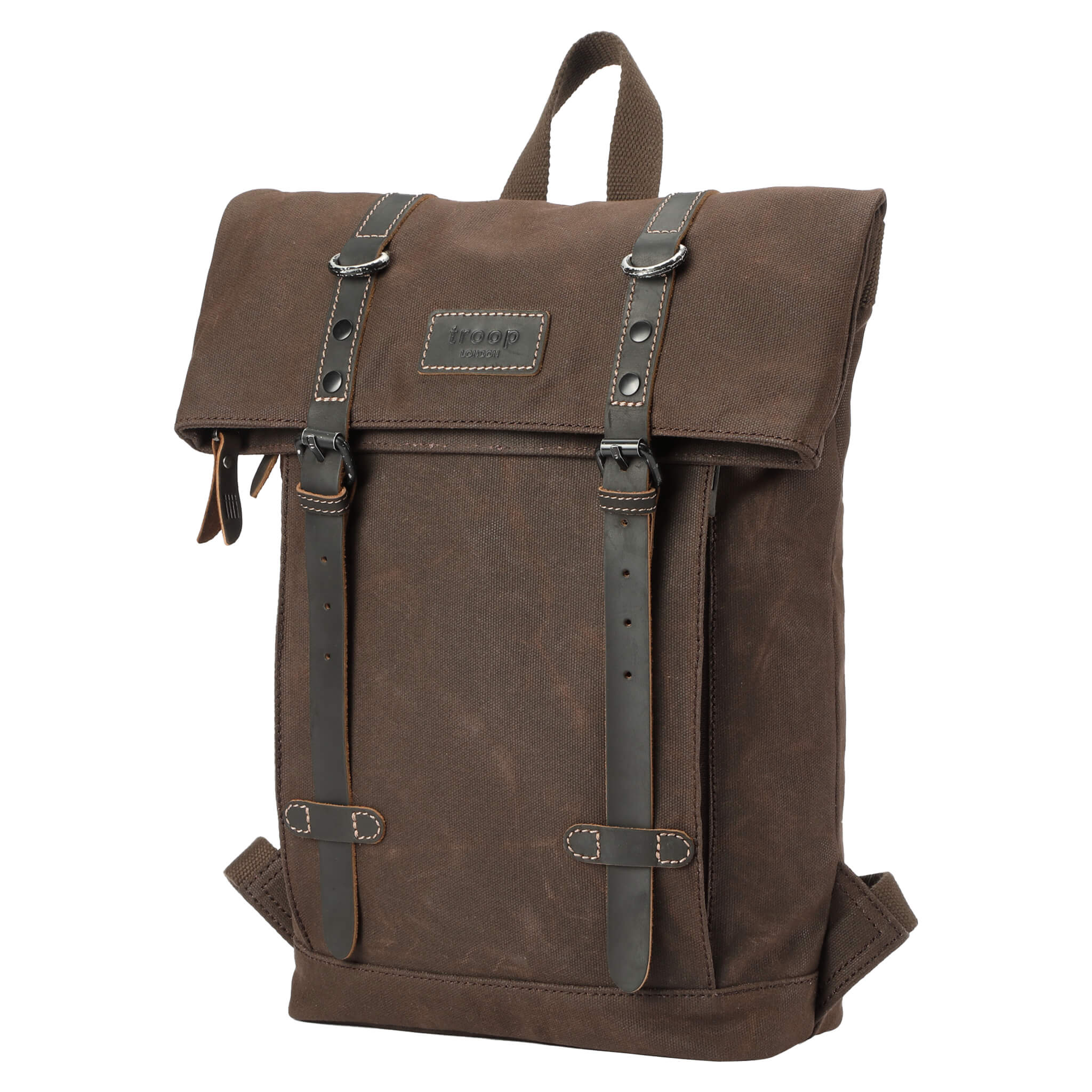 Troop London Heritage Small Canvas Backpack - Vintage Style Lightweight Daypack for Men & Women - Perfect for Travel, Hiking, School and Everyday Use
