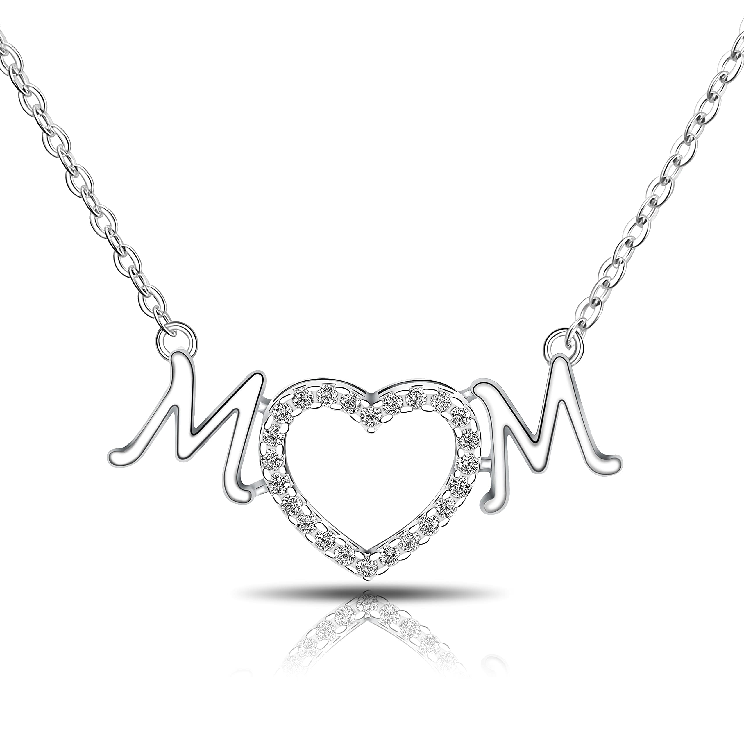 Sterling Silver Mom Necklace for Women - First Mother's Day Gift for New Moms, Grandma & Daughter | Elegant Jewelry for Everyday Wear & Special Occasions