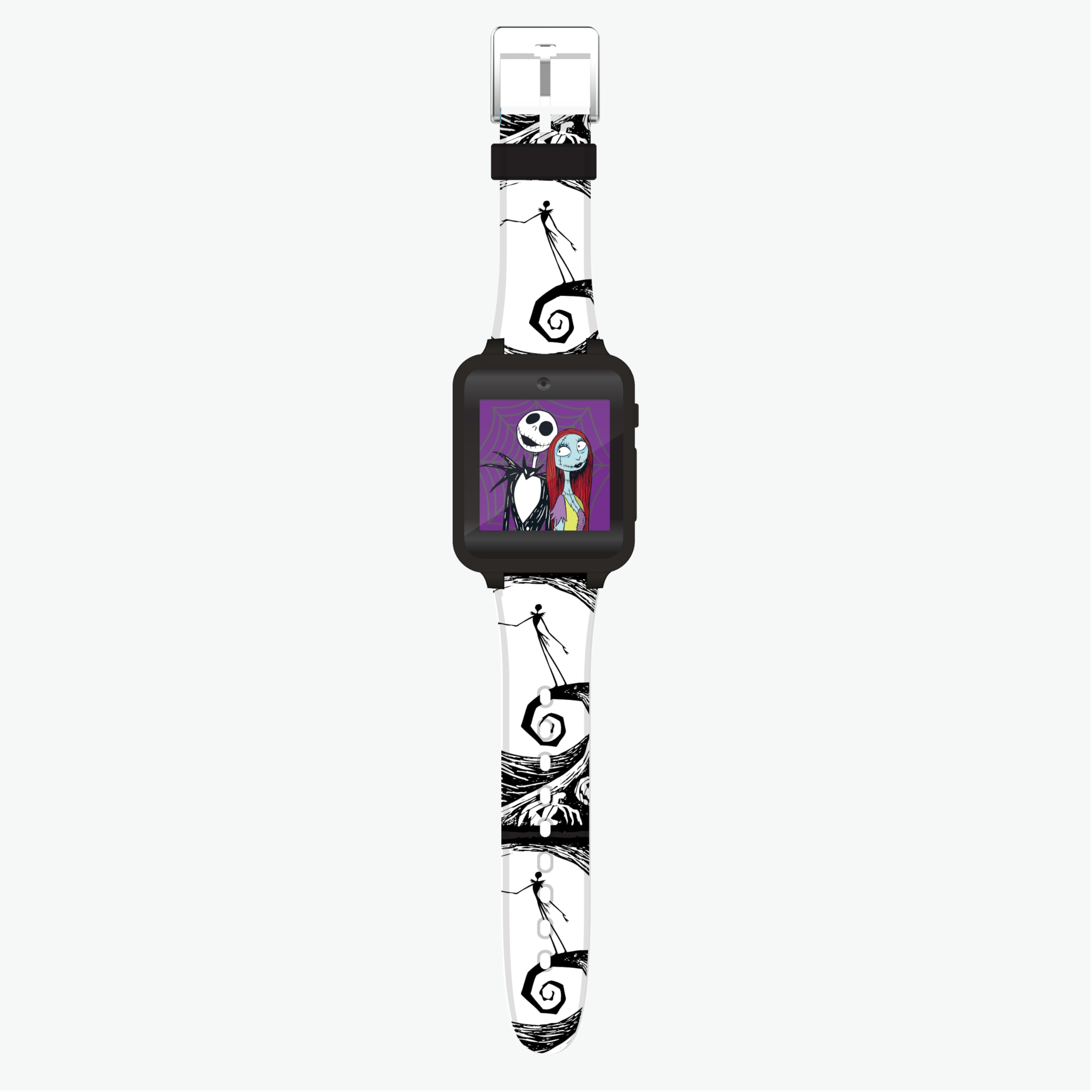 Disney Nightmare Before Christmas Kids Smartwatch – Interactive Jack & Sally Design with 10 Clock Faces, Step Counter, Selfie Camera, Games, Calculator, Alarm & Timer – Fits Wrists 5.5