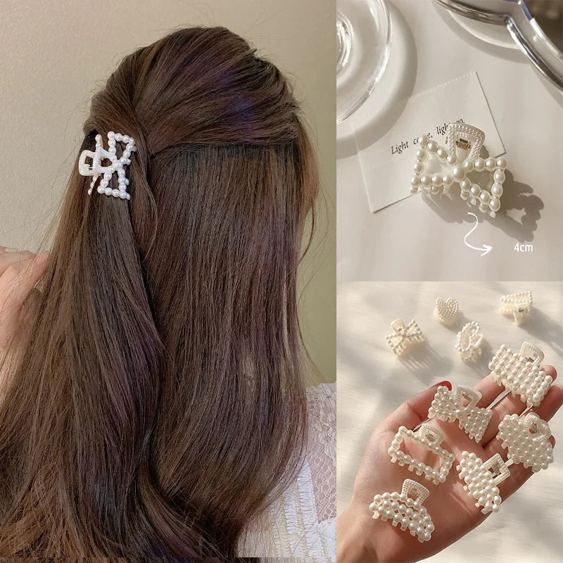 2022 New Elegant Pearl Hair Claw Clips for Women - Vintage Hollow Hairpins, Small Size Fashion Hair Accessories for Girls - Perfect for Weddings, Parties, and Everyday Styling