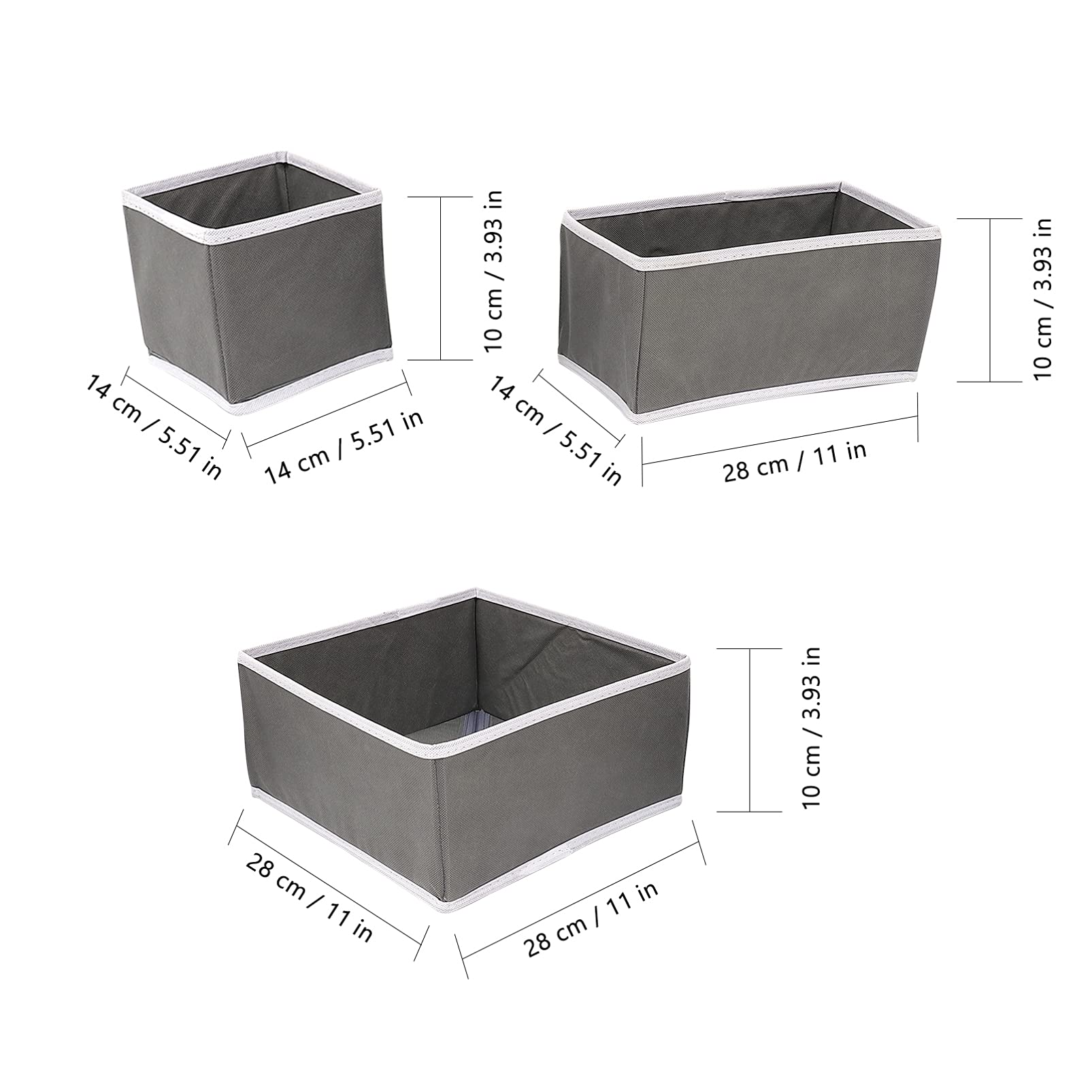 Beaupretty 3-Piece Foldable Non-Woven Fabric Storage Box Drawer Organizers - Underwear, Bra, Toy & Clothes Container Dividers for Closet, Wardrobe & Home Organization (Perfect for Bedroom, Nursery & Kids Room Storage)
