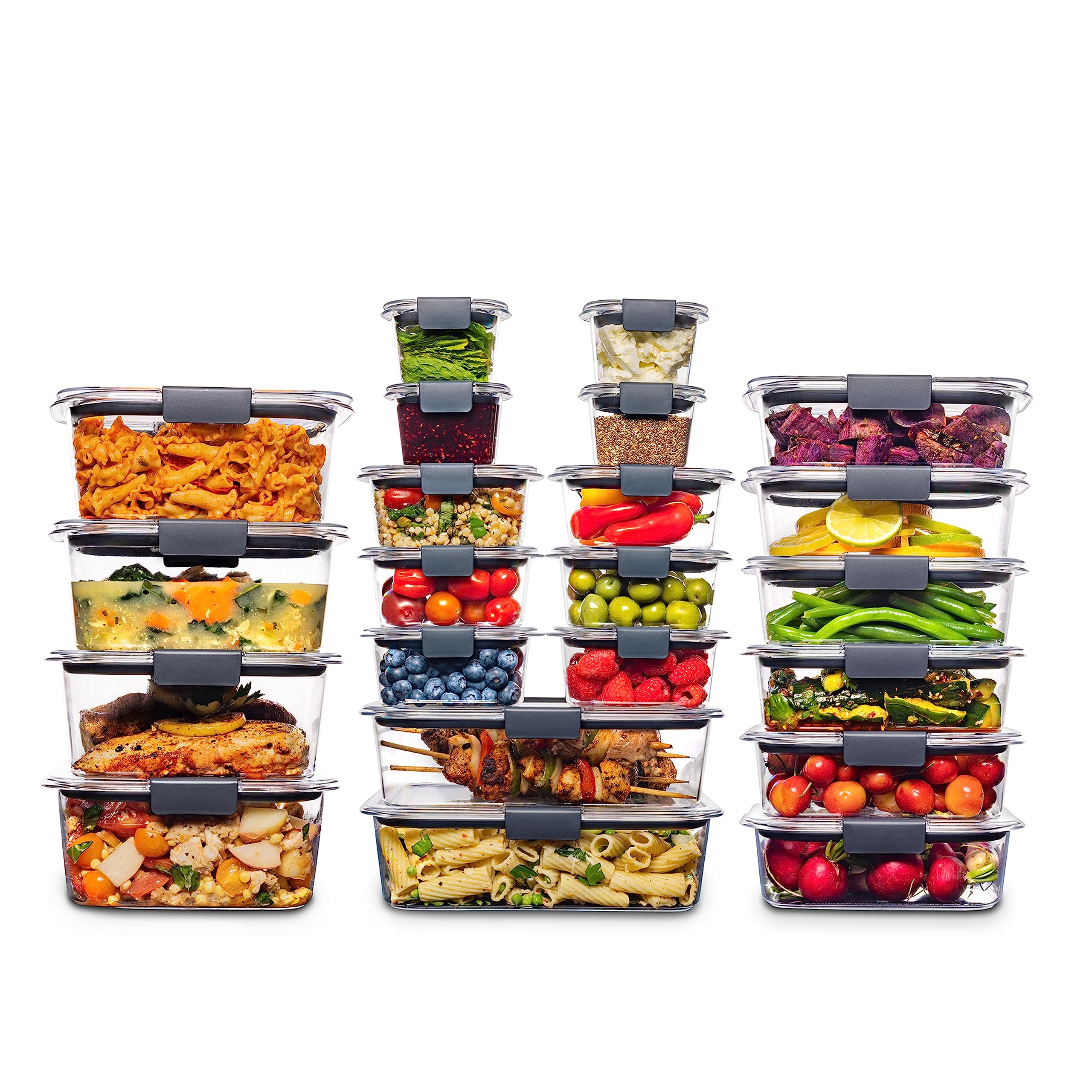 Rubbermaid Brilliance BPA-Free 22-Piece Food Storage Container Set | Airtight & Leak-Proof | Perfect for Meal Prep, Lunch Box, Leftovers & Pantry Organization | Stackable Kitchen Storage for Home & Office Use