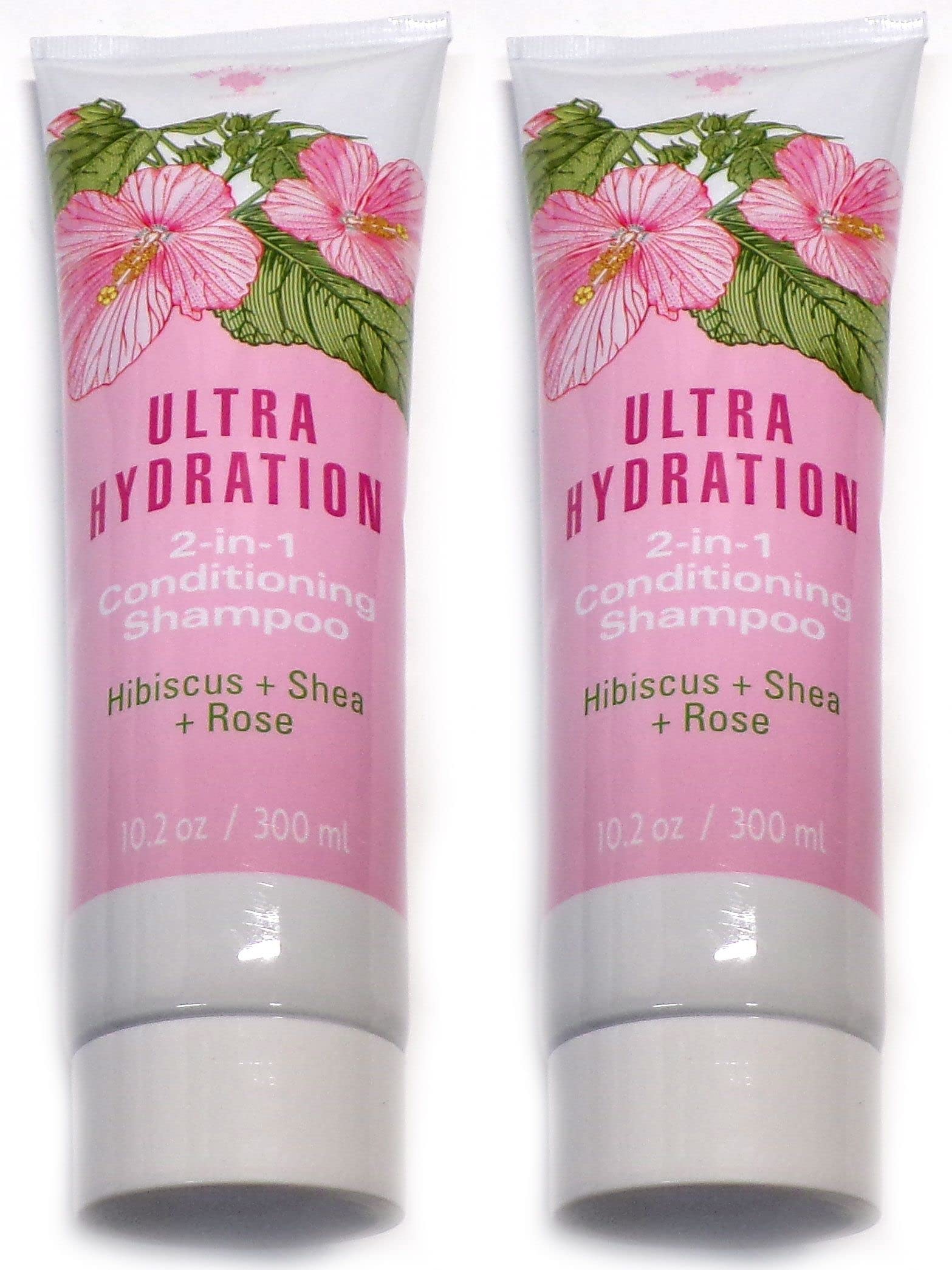 Ultra Hydration 2-in-1 Conditioning Shampoo with Hibiscus, Shea Butter & Rose Extract - 10.20 oz (300ml) - Pack of 2 - Moisturizing & Nourishing for Dry, Damaged Hair - Perfect for Daily Hair Care & Salon-Quality Results at Home