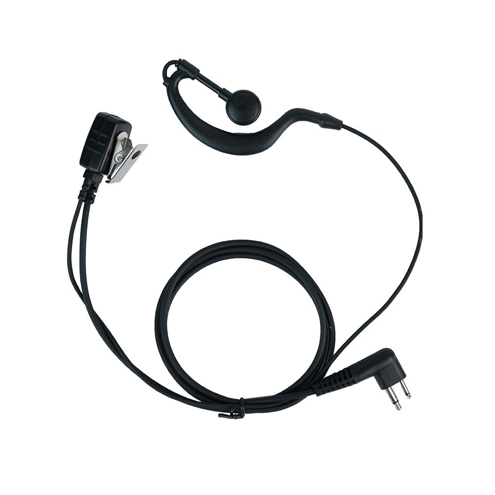 Caroo G-Shape Earpiece Headset with PTT Mic - Compatible with Motorola Cp200, Rdm2070d, Cp185, cls1410, cls1110 Walkie Talkies & Two-Way Radios (2-Pin Connector) - Ideal for Security, Construction, and Outdoor Communication