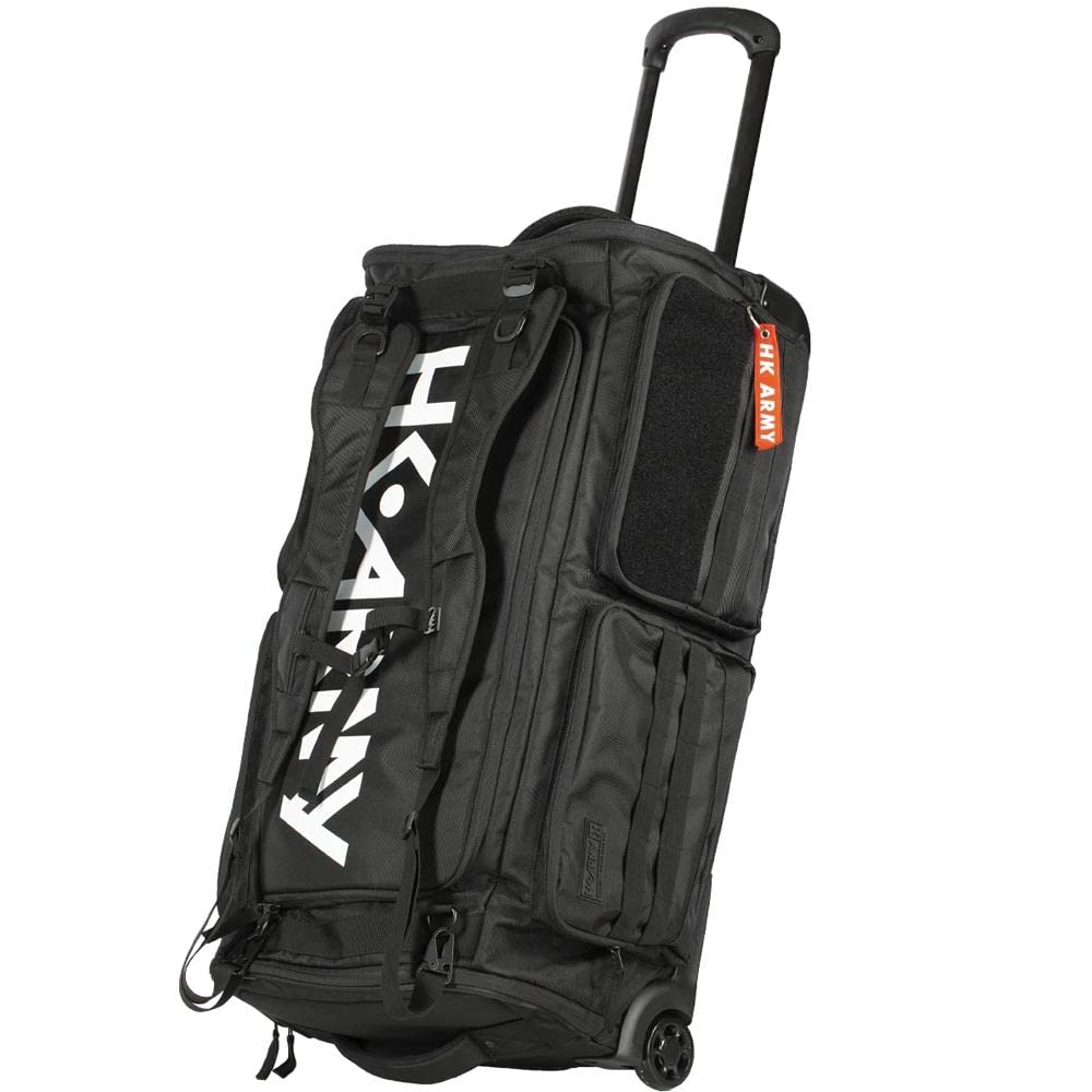 HK Army Expandable Roller Paintball Gear Bag - Stealth Black, Durable Paintball Equipment Storage for Travel & Tournaments