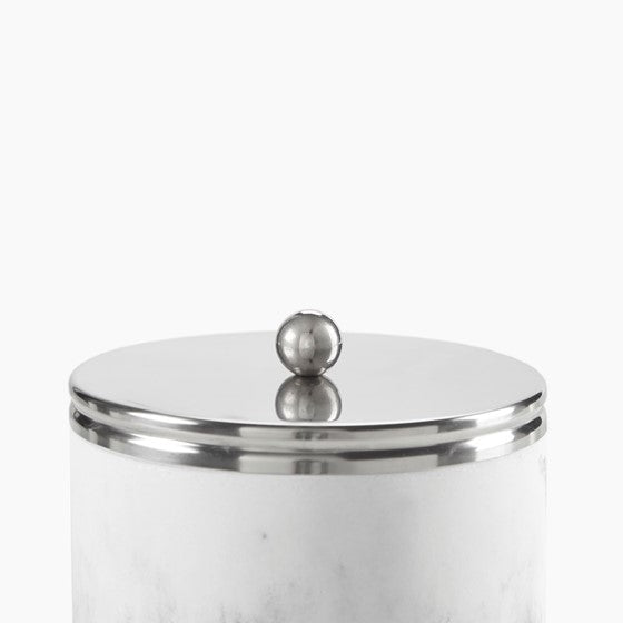 Elegant Corsica Marbled Resin Jar - Handcrafted Decorative Storage Container for Bathroom, Kitchen & Home Organization | Perfect for Cotton Balls, Candles & Makeup Brushes