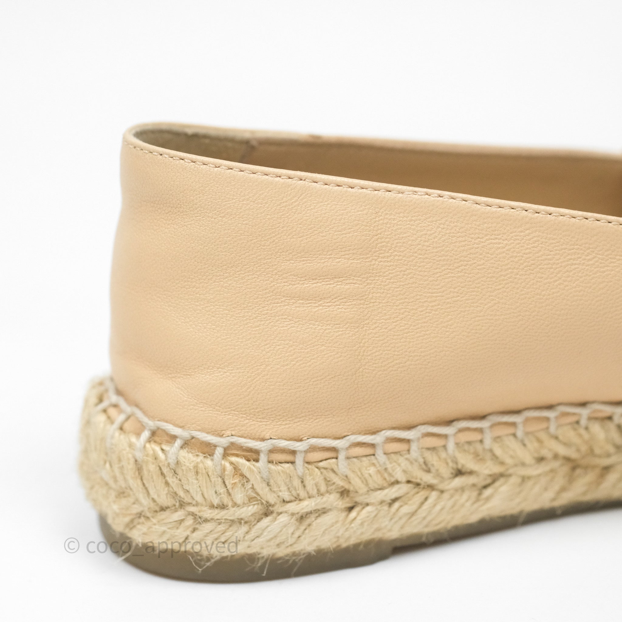 Chanel CC Logo Espadrilles in Beige & Black Lambskin - Women's Size 36 | Comfortable Luxury Flats for Casual Outings & Summer Fashion