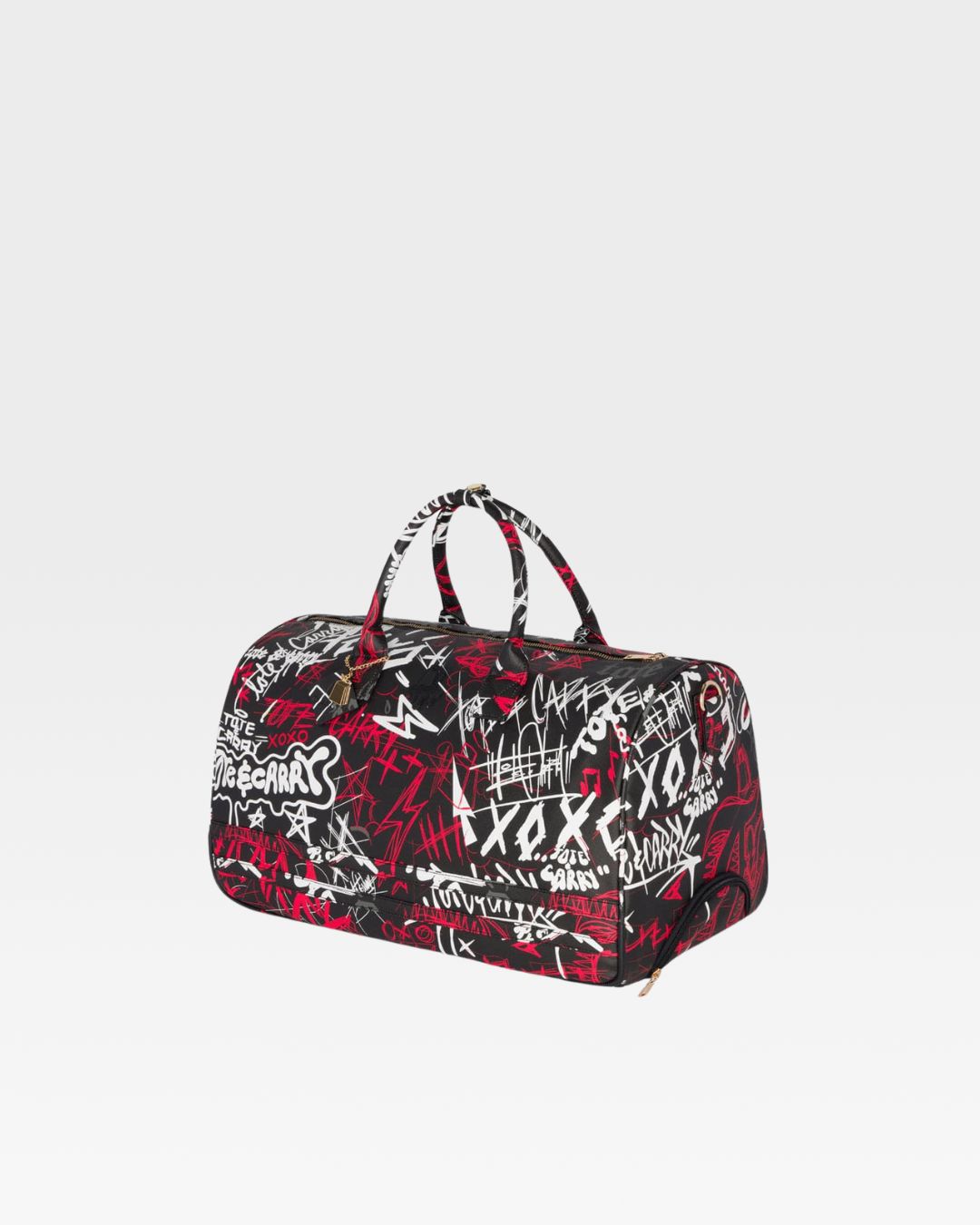 Black Graffiti Rolling Duffle Bag - Waterproof Travel Luggage for Gym, Sports & Weekend Getaways