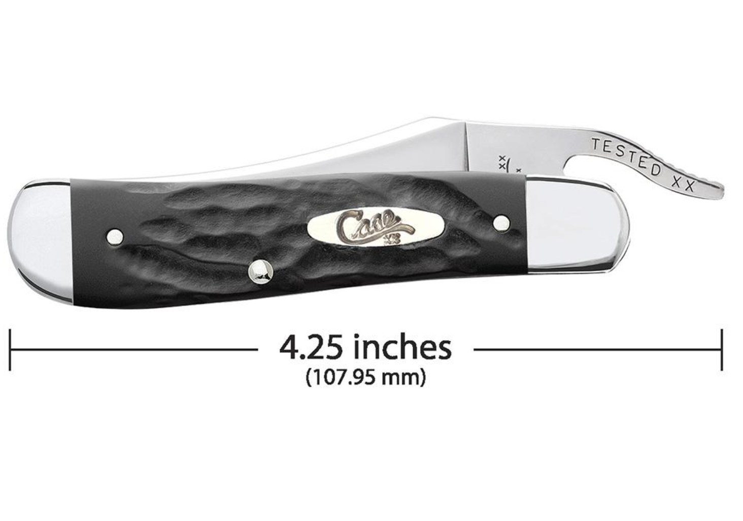 CASE18224 Rough Black Synthetic RussLock Knife - Durable Folding Pocket Knife for Outdoor, Camping, and Everyday Carry (EDC)