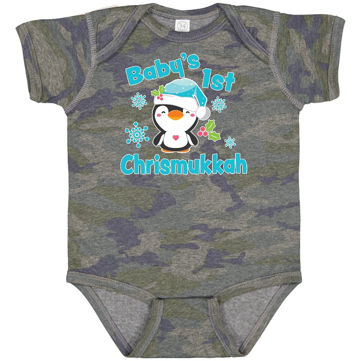 Inktastic Baby's 1st Chrismukkah Cute Penguin Design Soft Cotton Bodysuit - Perfect Holiday Gift for Newborns & Infants | Christmas Hanukkah Celebration Outfit