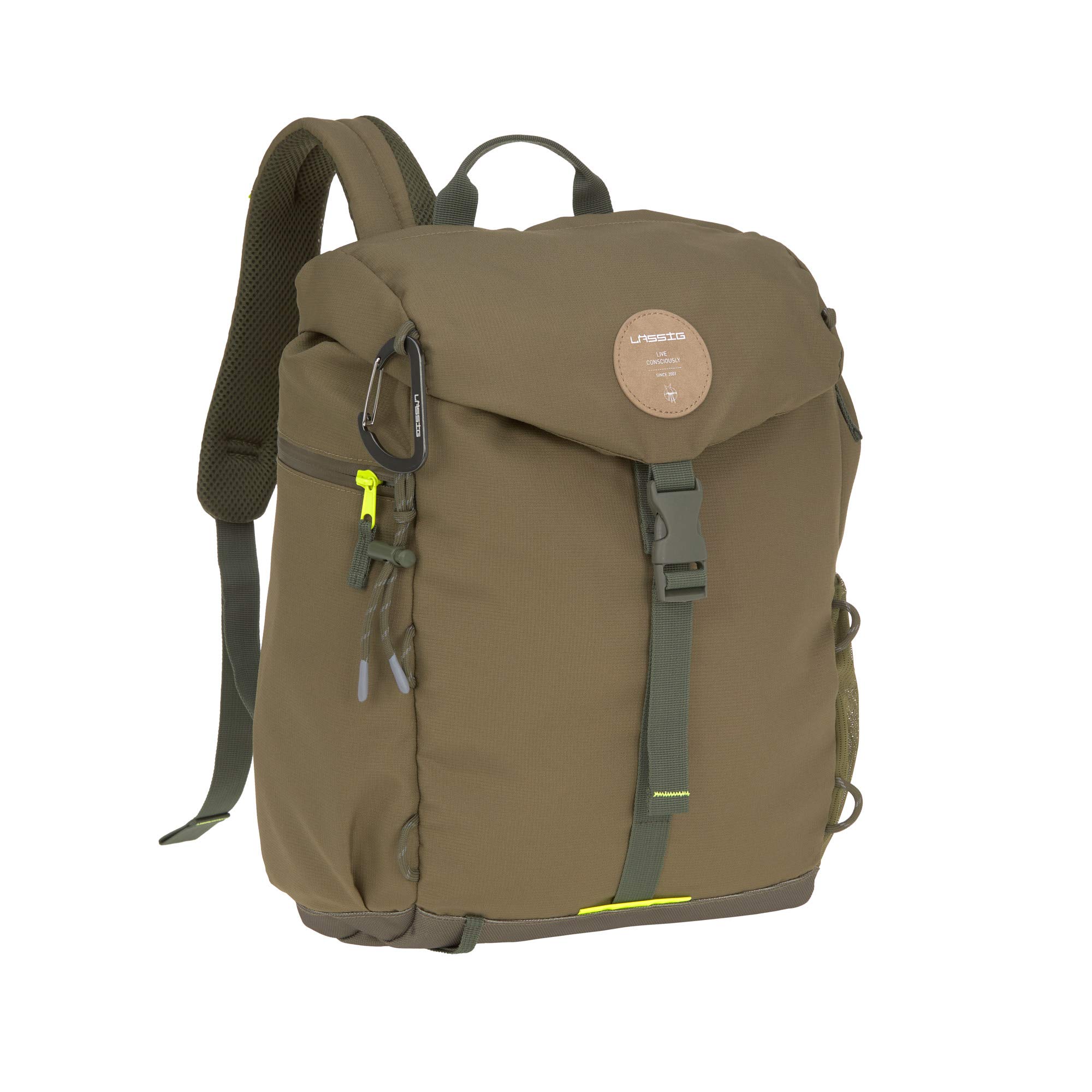 Lässig Baby Changing Backpack with Changing Mat - Waterproof Diaper Bag with Pram Attachment & Bottle Warmer | Eco-Friendly & Durable for Travel, Hiking, and Outdoor Adventures (Olive Green)