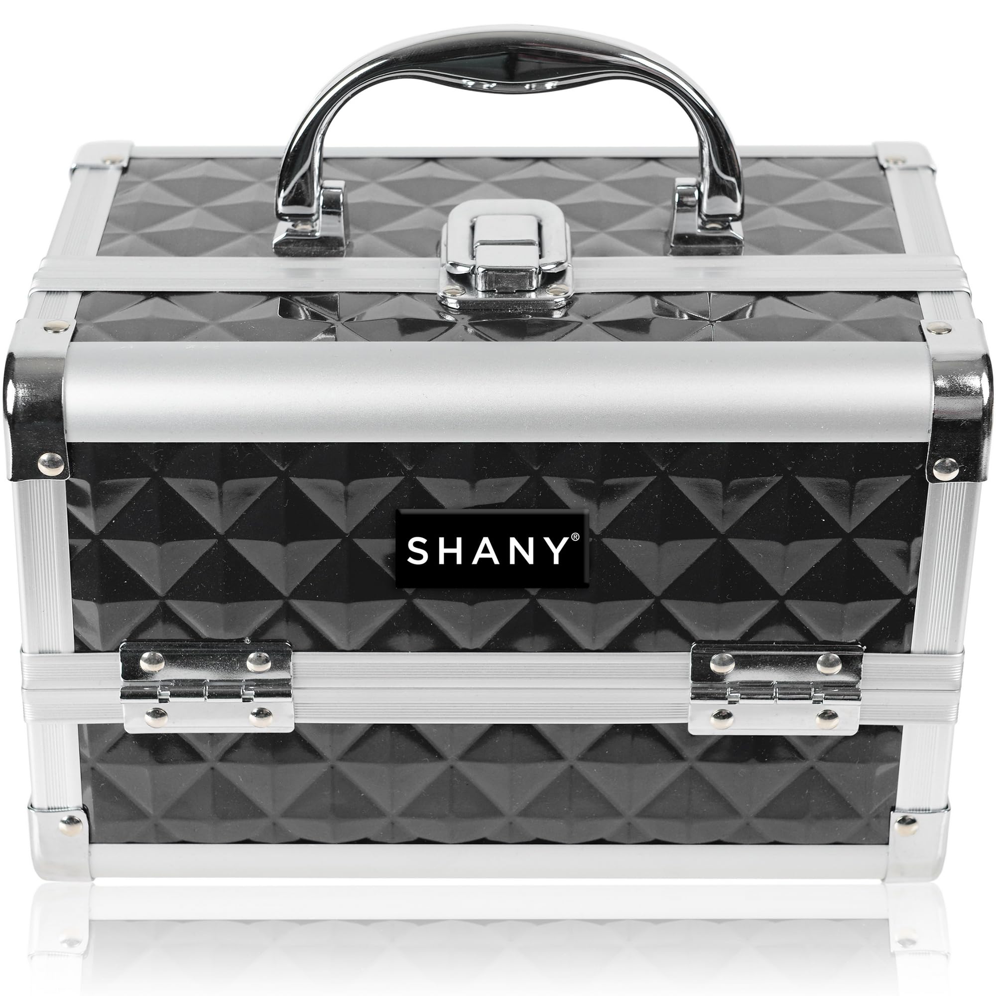 SHANY Portable Makeup Train Case with Mirror & Locks - Beauty Organizer for Travel & Storage