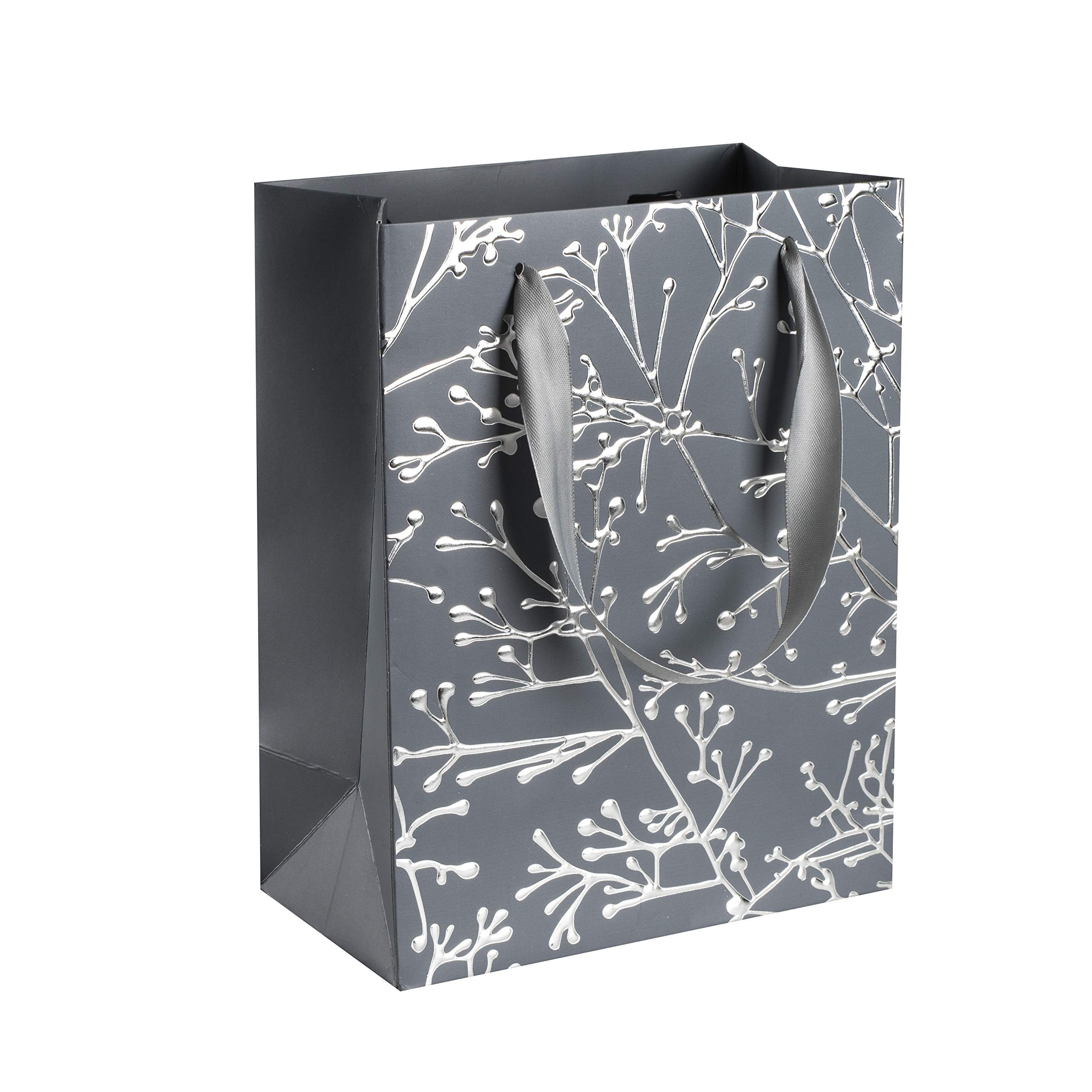 Floral Wedding Favor Bags - 12 Pack Bridesmaid Gift Bags for Baby Showers & Parties (Grey)