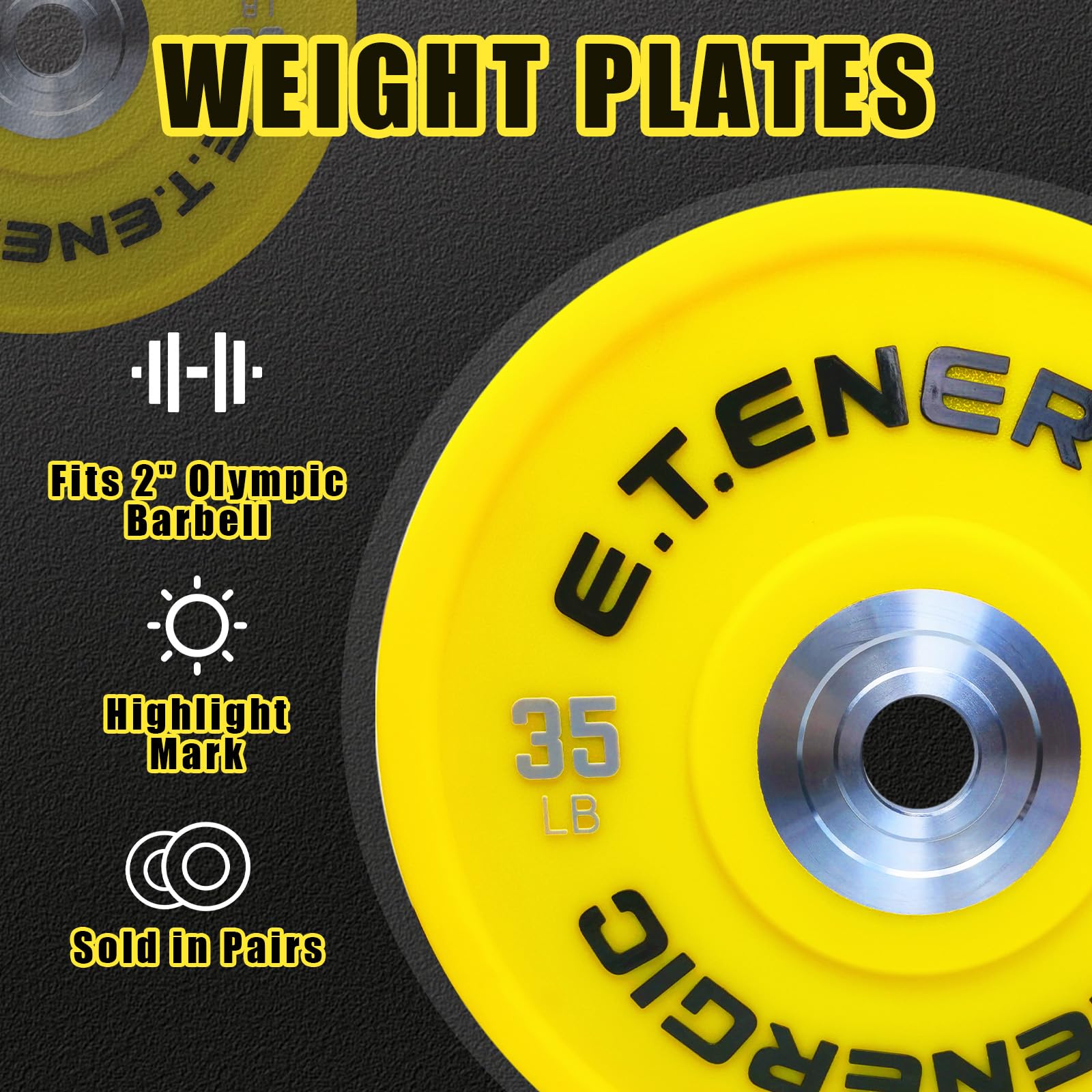 10LB-55LB Odorless Olympic Bumper Plates with 2