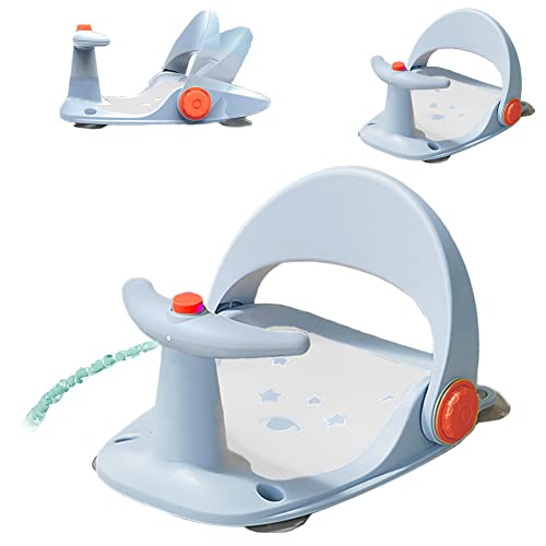 Xifaminy Adjustable Baby Bathtub Seat for Infants 6-18 Months - Non-Slip Bath Chair with Suction Cups & Backrest Support - Light Blue Shower Seat for Safe Bathing | Perfect for Newborns, Toddlers Learning to Sit Up in Tub