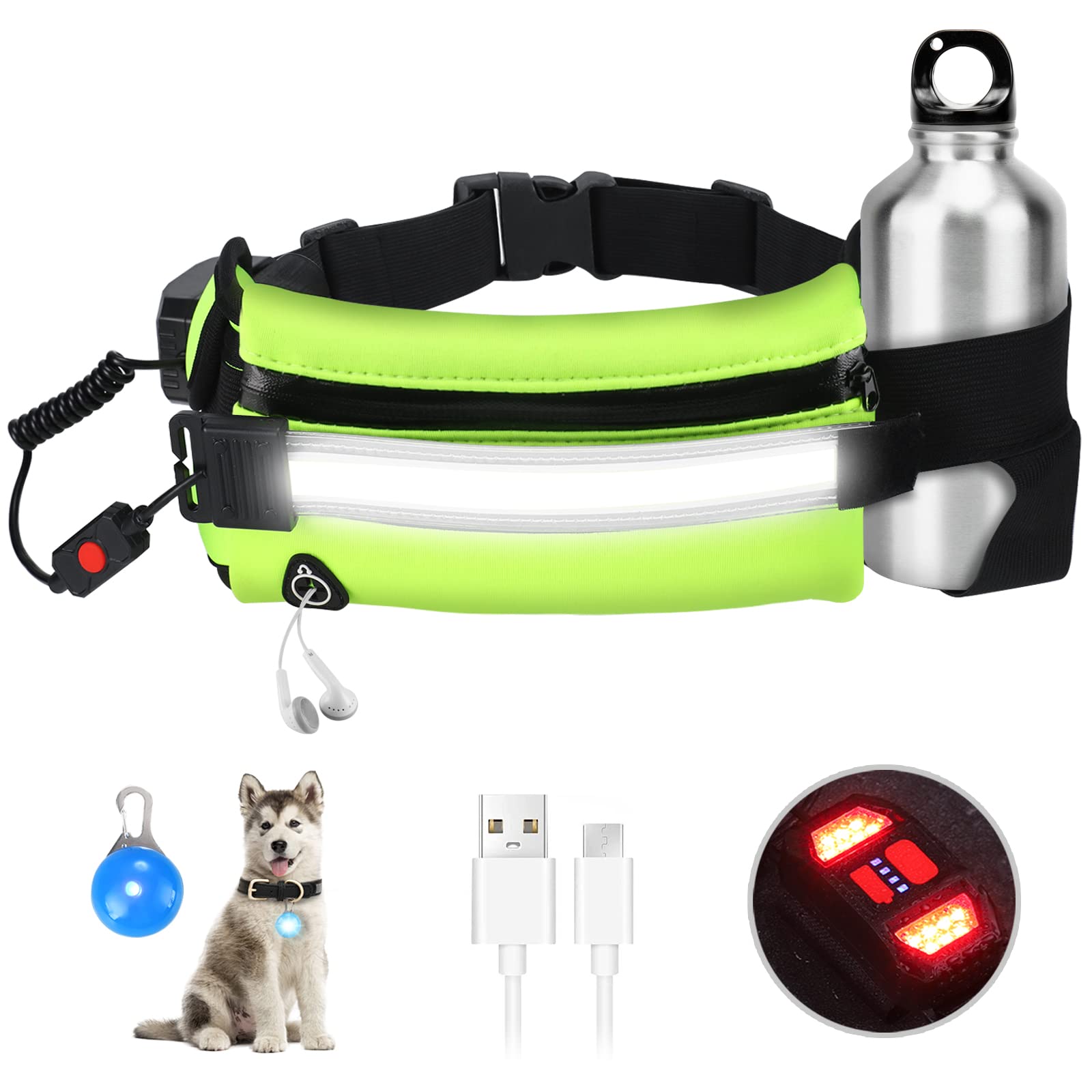 USB Rechargeable LED Running Lights - 1000 Lumens Safety Lights for Men & Women | Night Running, Jogging & Walking Gear with Free Dog Light | Perfect for Outdoor Exercise & Nighttime Visibility