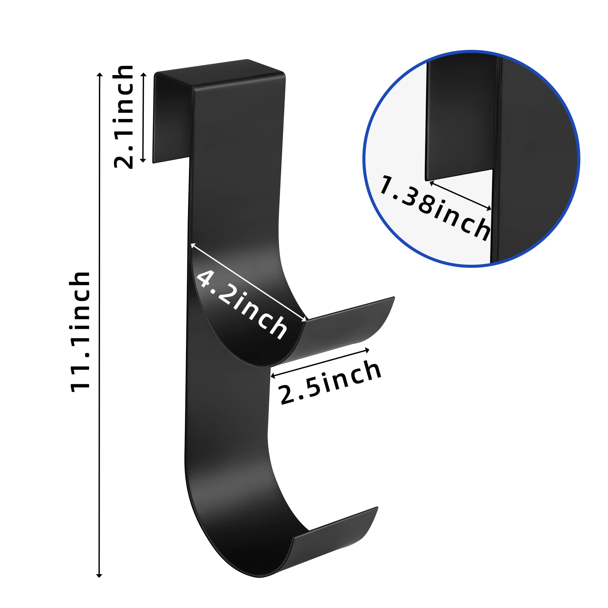 Heavy Duty Black Pool Fence Hooks 2 Pack - Slip-On Hangers for Pool Poles, Hose & Skimmer - Fits 3/4