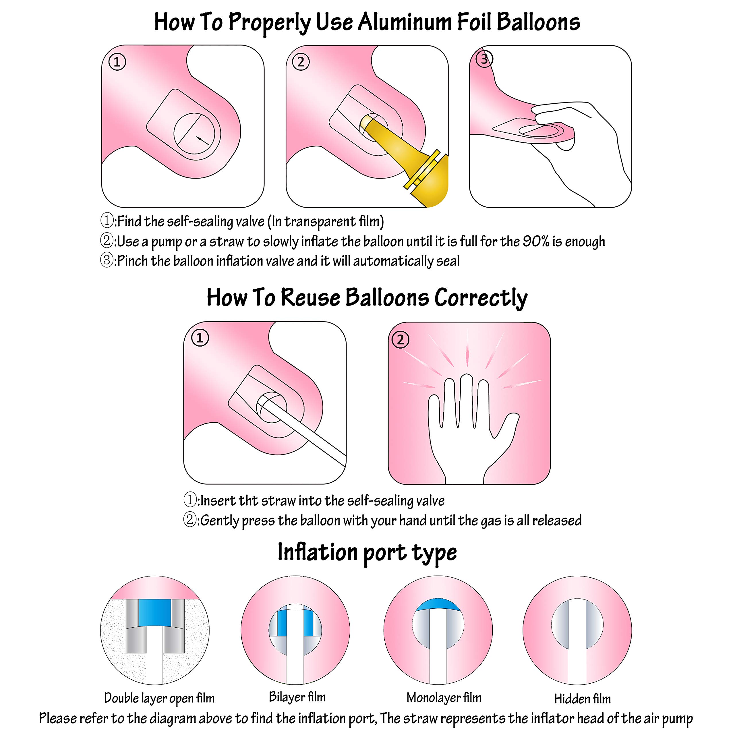 40 Inch Pink Number Balloon for Birthday Party Decorations - Helium Foil Mylar Balloon (Set of 2) - Perfect for Milestone Birthdays, Anniversaries & Photo Backdrops