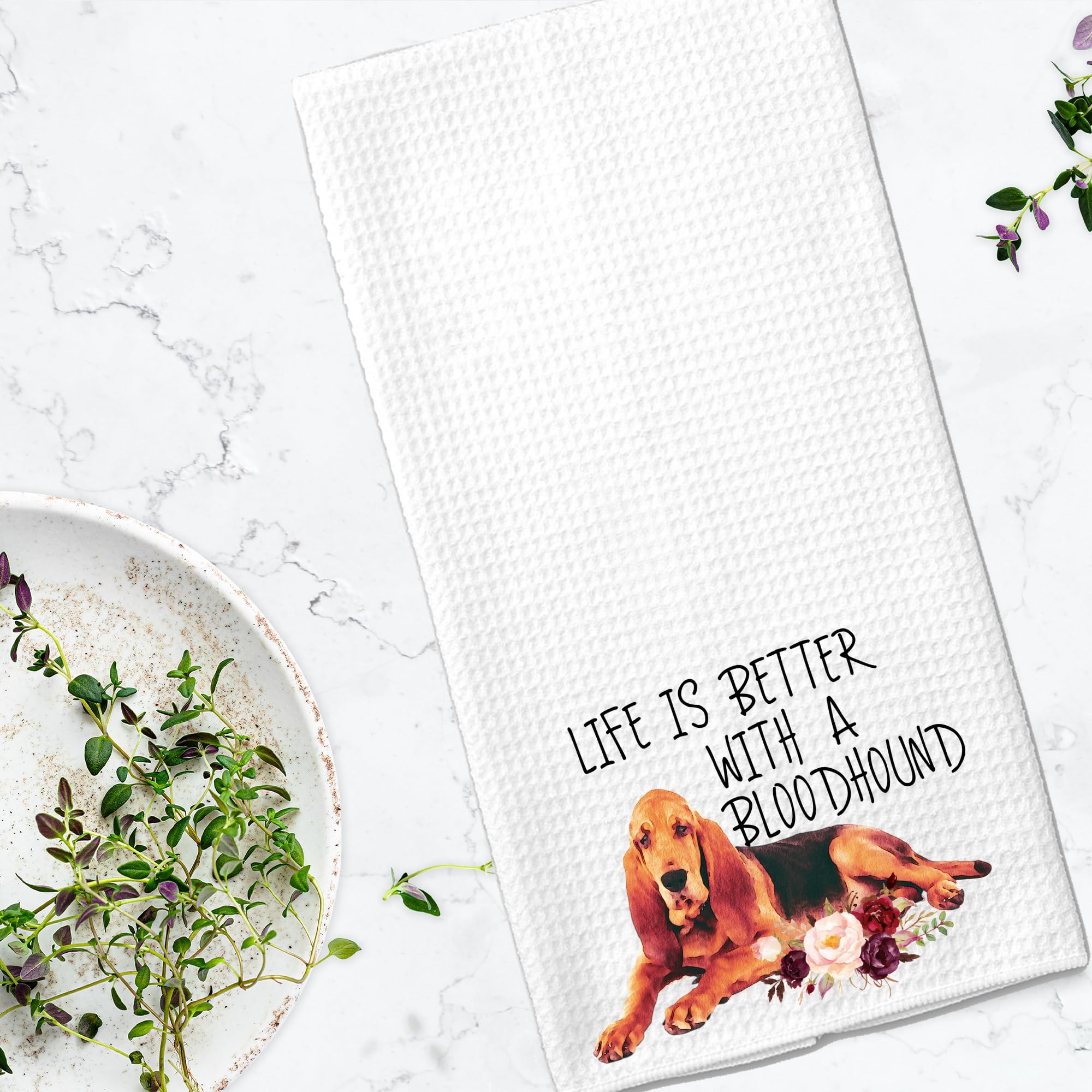 Premium Bloodhound Waffle Weave Microfiber Kitchen Towels - Absorbent & Durable Dog-Themed Dish Cloths for Animal Lovers - Perfect for Cooking, Cleaning & Gifts for Dog Owners