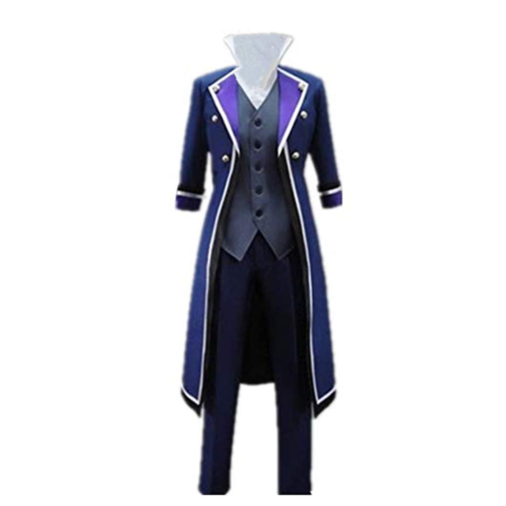 Full Set K Project Scepter 4 Fushimi Saruhiko Cosplay Costume - Blue Coat with Wig & Glasses Frame | Anime Convention Outfit, Halloween Costume, Cosplay Party